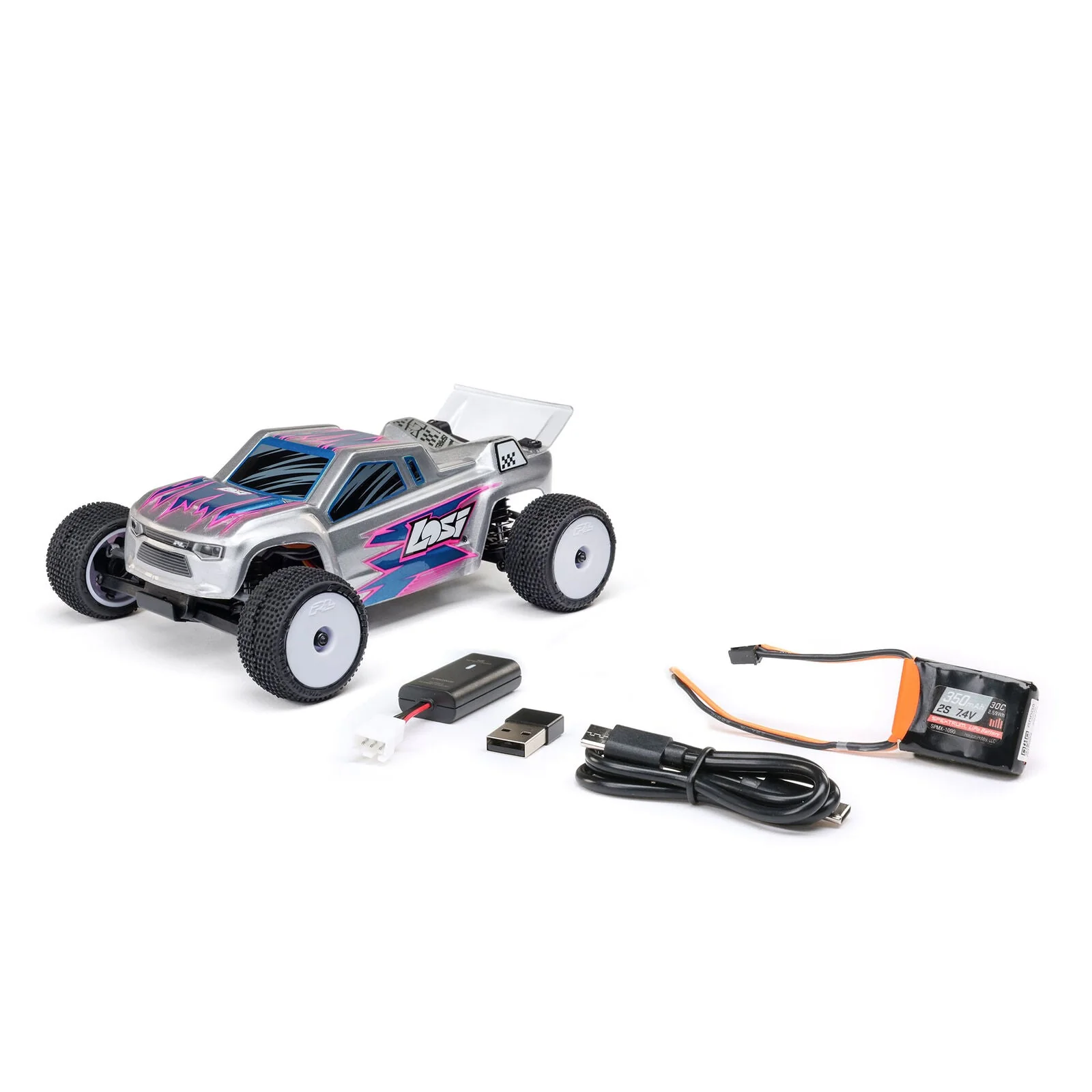 Losi 1/28 Micro-T 2S 2WD RTR Stadium Truck (Battery & Charger Included) - Silver - Image 23