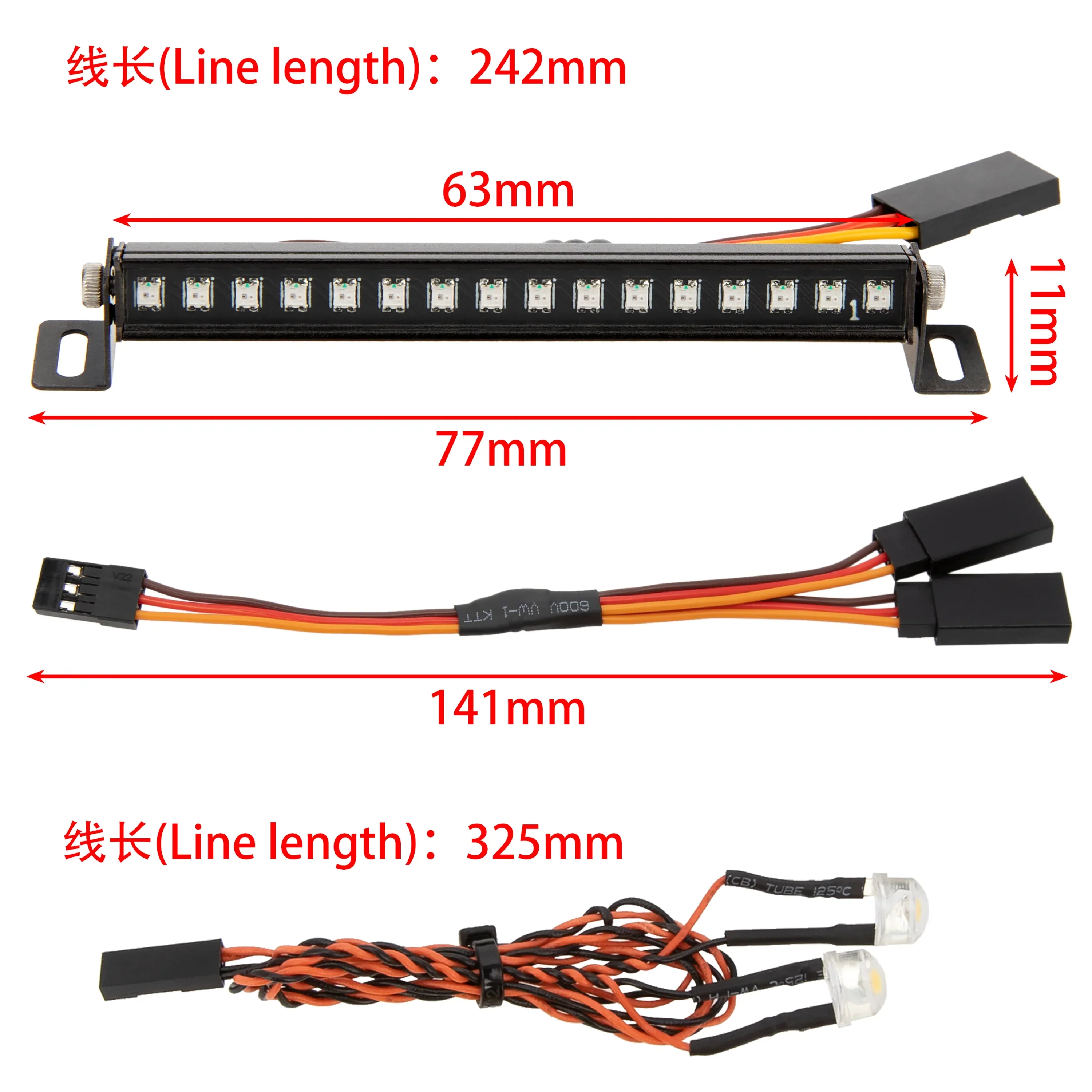 Metal Roof Light Headlight Set 8mm Headlight 16 LED Lamp Beads 8 RGB Light Modes for TRAXXAS TRX-4M Ripper 1/18 RC Crawler Car Upgrade Parts - Image 2