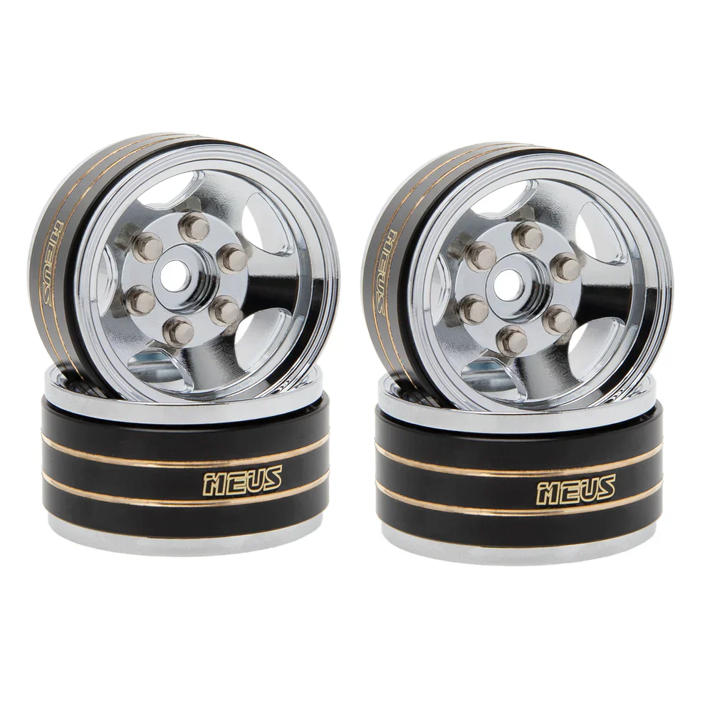 MEUS RACING 1.0 Beadlock Wheel Aluminum Chrome-Plated Brass Inner Ring Negative Offset -3.25mm for Axial SCX24 TRX4M - Five Star A - Image 2