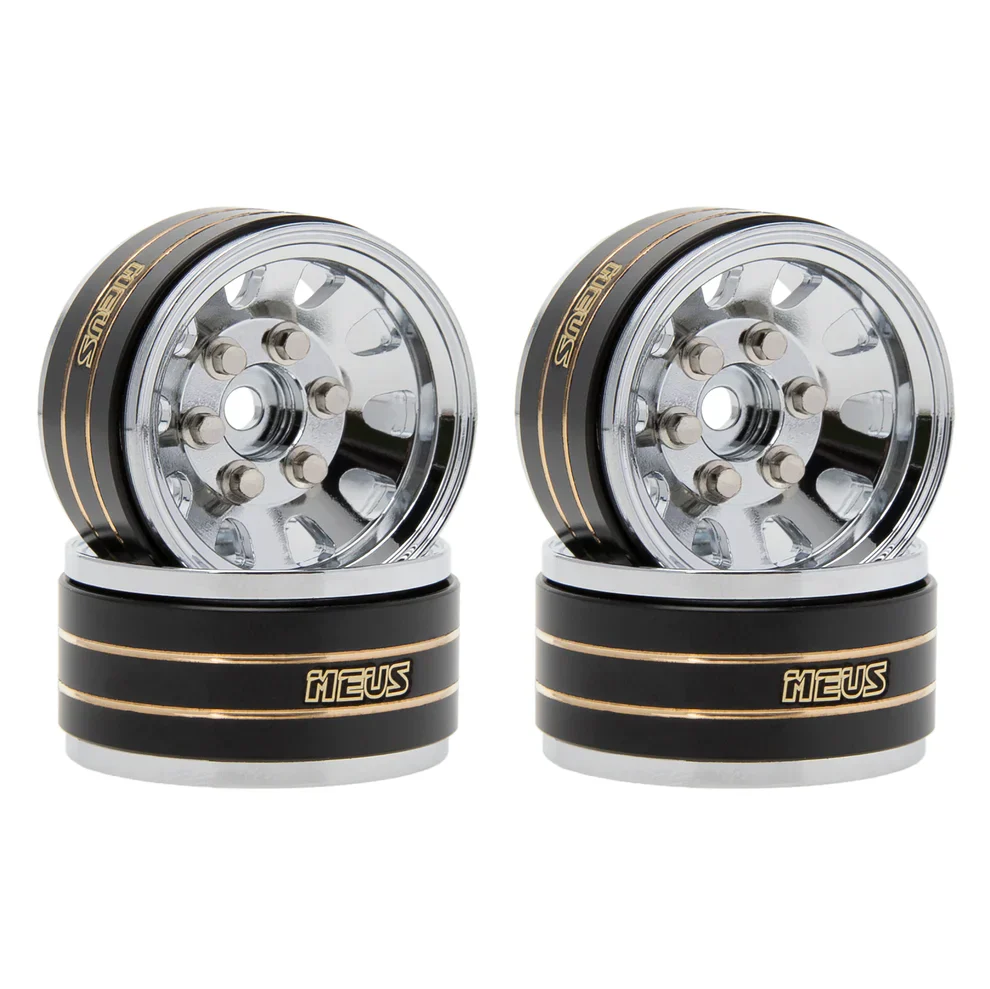 MEUS RACING 1.0 Beadlock Wheel Aluminum Chrome-Plated Brass Inner Ring Negative Offset -3.25mm for Axial SCX24 TRX4M - Ten Star B - Image 2