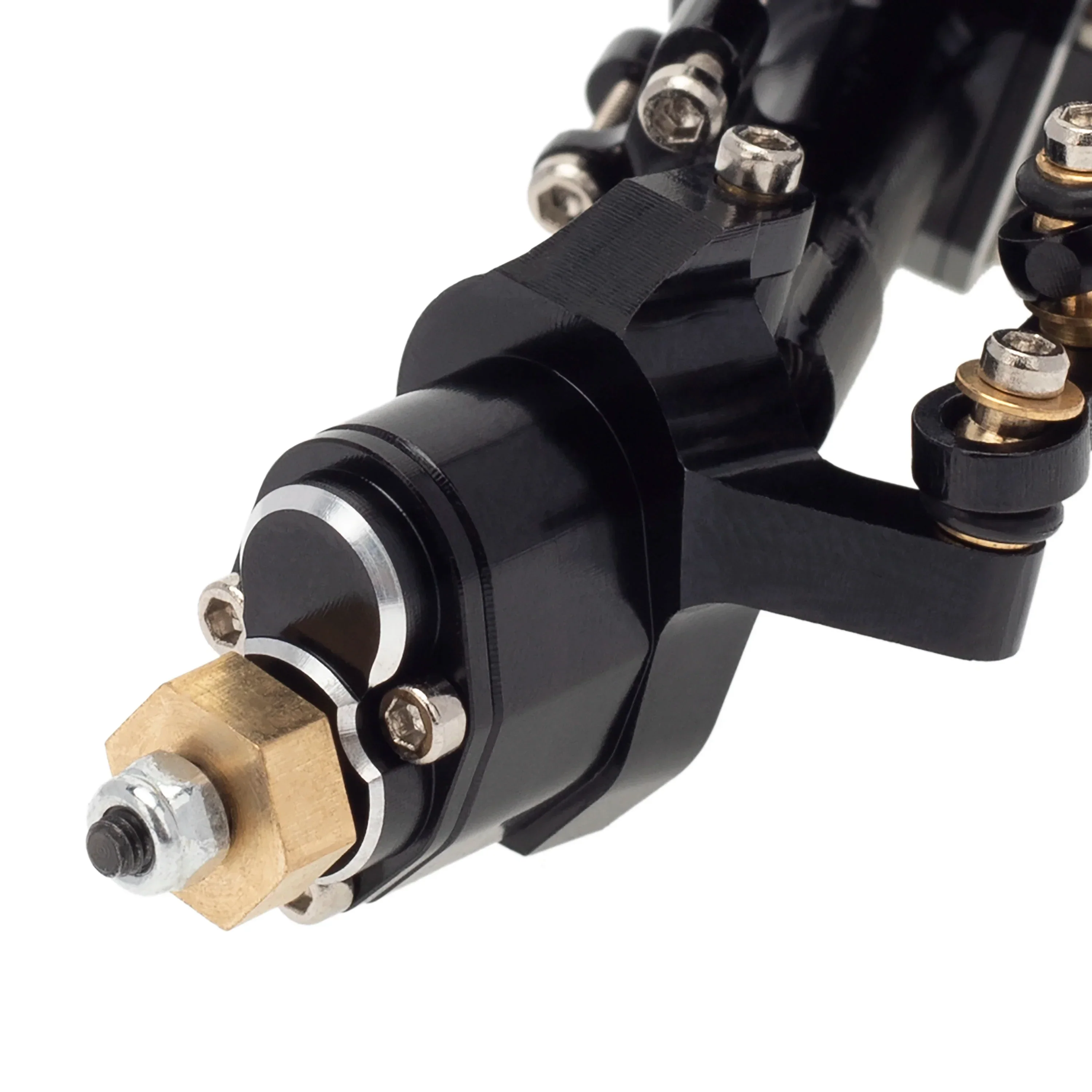 MEUS RACING 1/24 Scale Aluminum Alloy Axles Front and Rear Portal Axle Housing Assembly w/New C Knuckle for Axial SCX24 90081 C10 Jeep Upgrade Parts - BLACK - Image 2