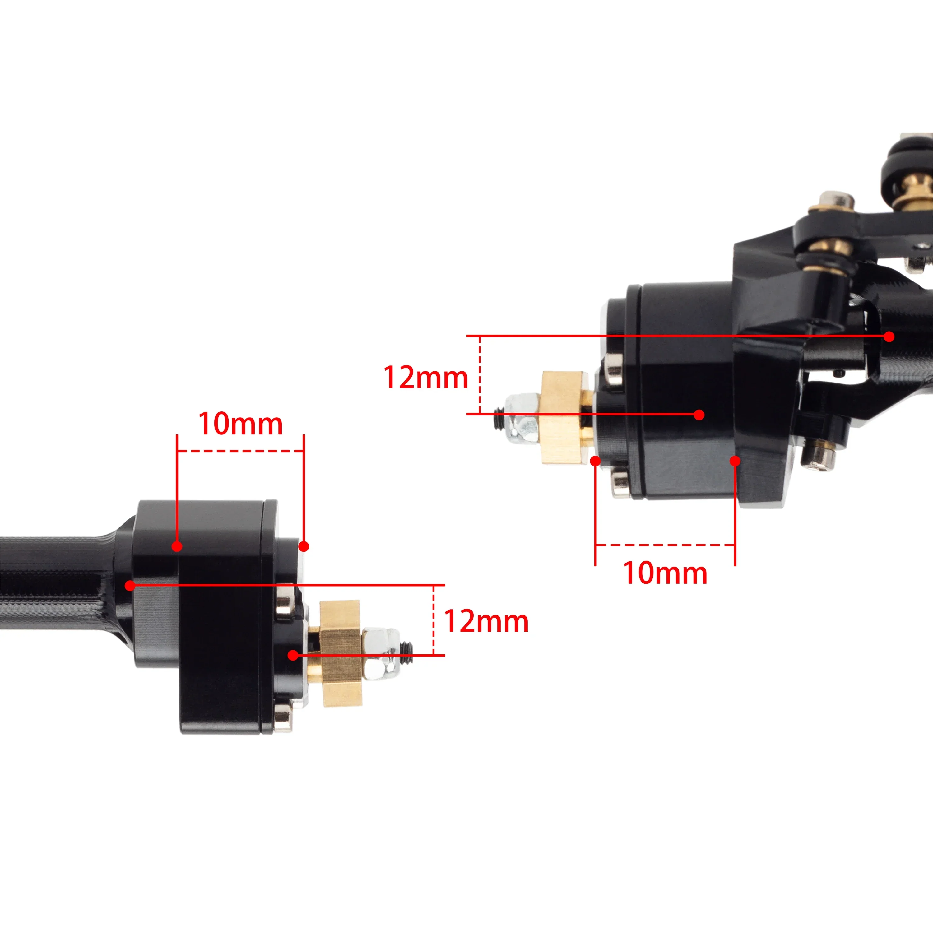 MEUS RACING 1/24 Scale Aluminum Alloy Axles Front and Rear Portal Axle Housing Assembly w/New C Knuckle for Axial SCX24 90081 C10 Jeep Upgrade Parts - BLACK - Image 4