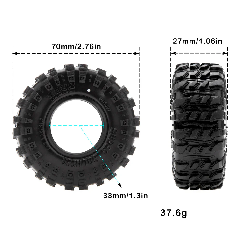 MEUS Racing 1.3" Tires MS6 Super Soft & Sticky Rubber Tires for 1/18 TRX4M 1/24 SCX24 FCX24 AX24 - Super Bouncing M1301 - Image 6