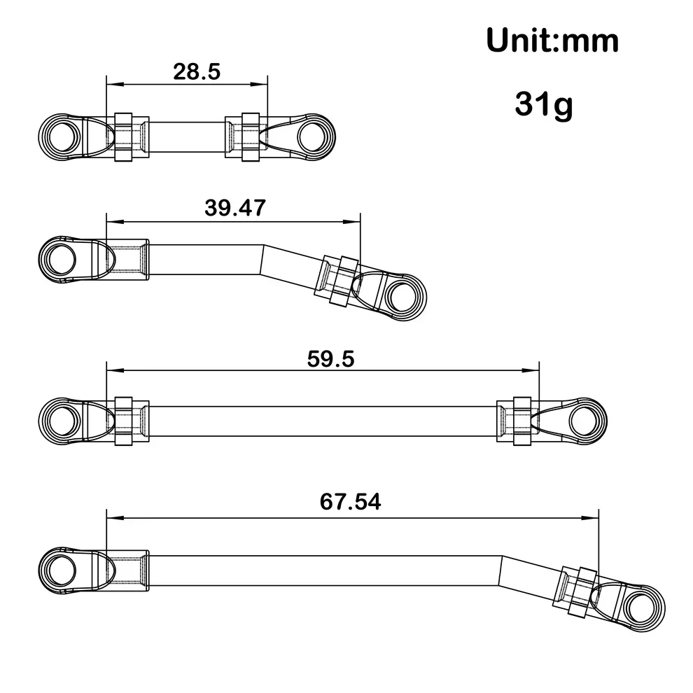MEUS Racing 10pcs Metal High Clearance Chassis & Steering Links for 1/24 SCX24 Gladiator Power Wagon - Image 14