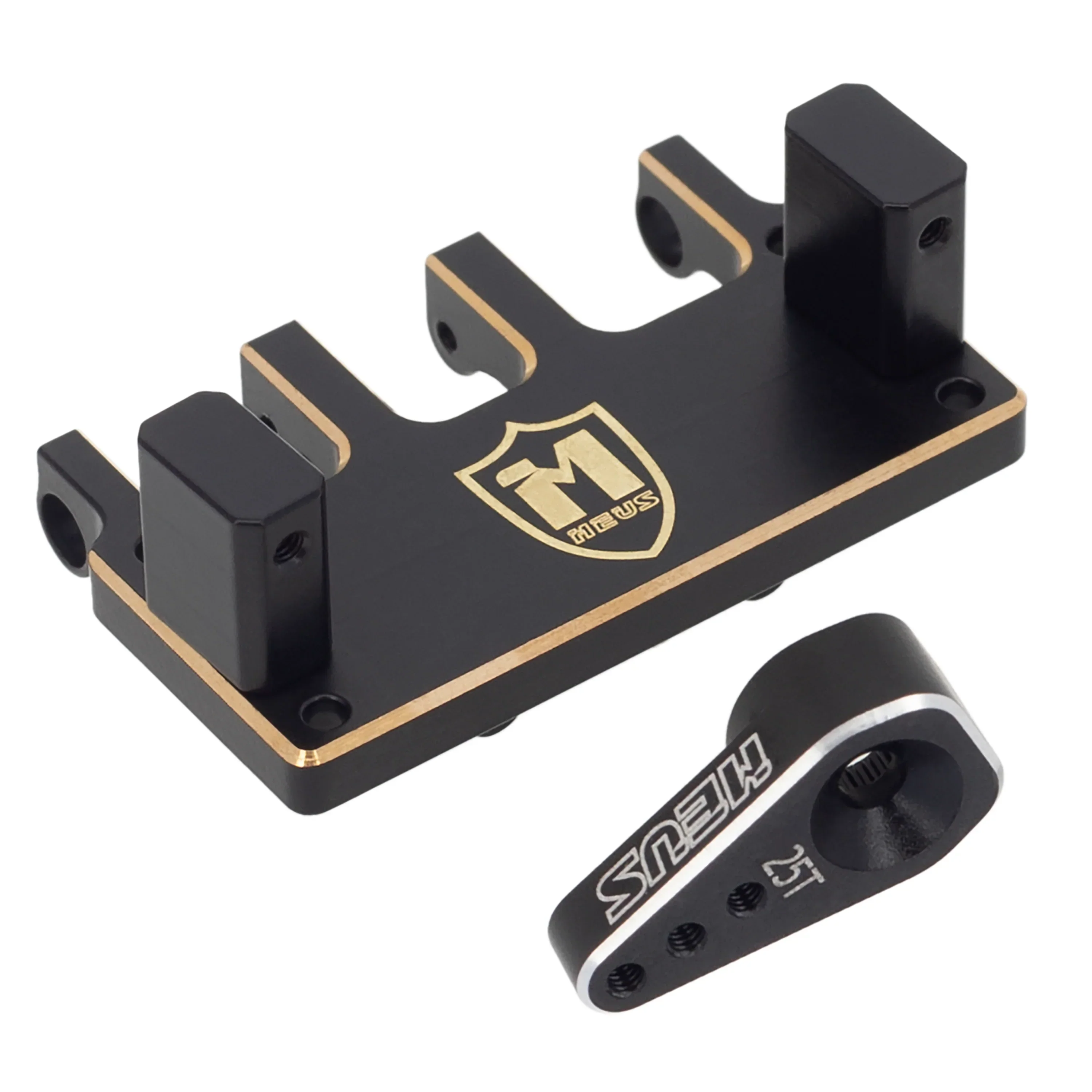 MEUS Racing Adjustable Brass Servo Mount + Steering Horn for SCX24 C10 JLU Bronco Axial 1/24 RC Crawler Car Upgrade Parts (Brass Mount + Arm) - Image 3