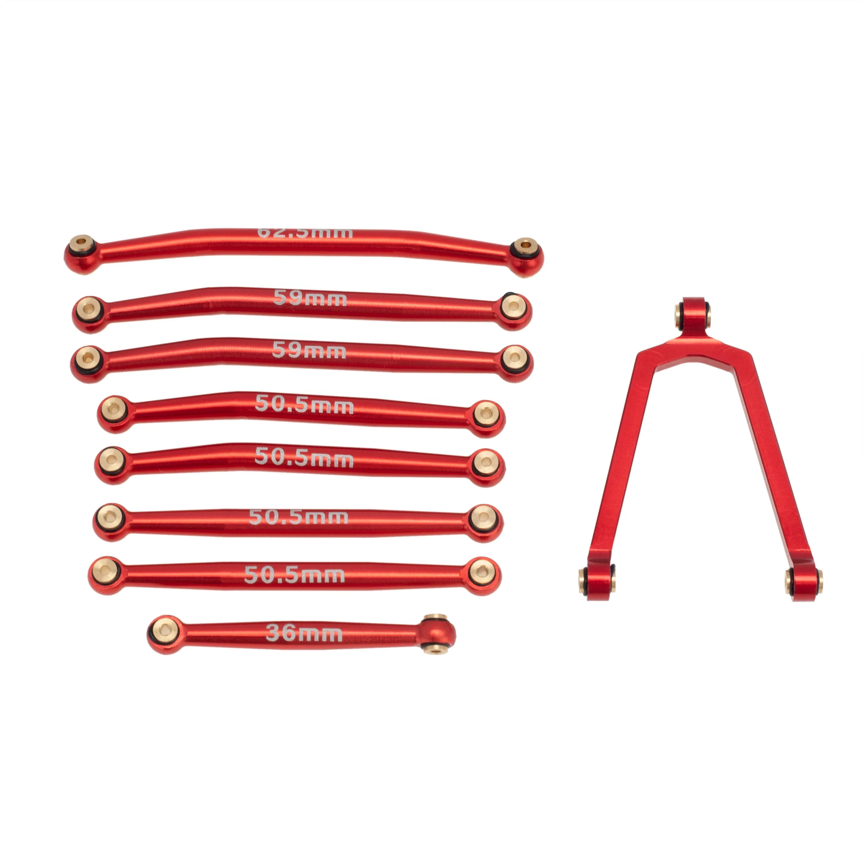 MEUS Racing Aluminum Alloy Link and Steering Rod Kit for Axial SCX24 B-17 C10 Jeep 1/24 RC Car (Red)
