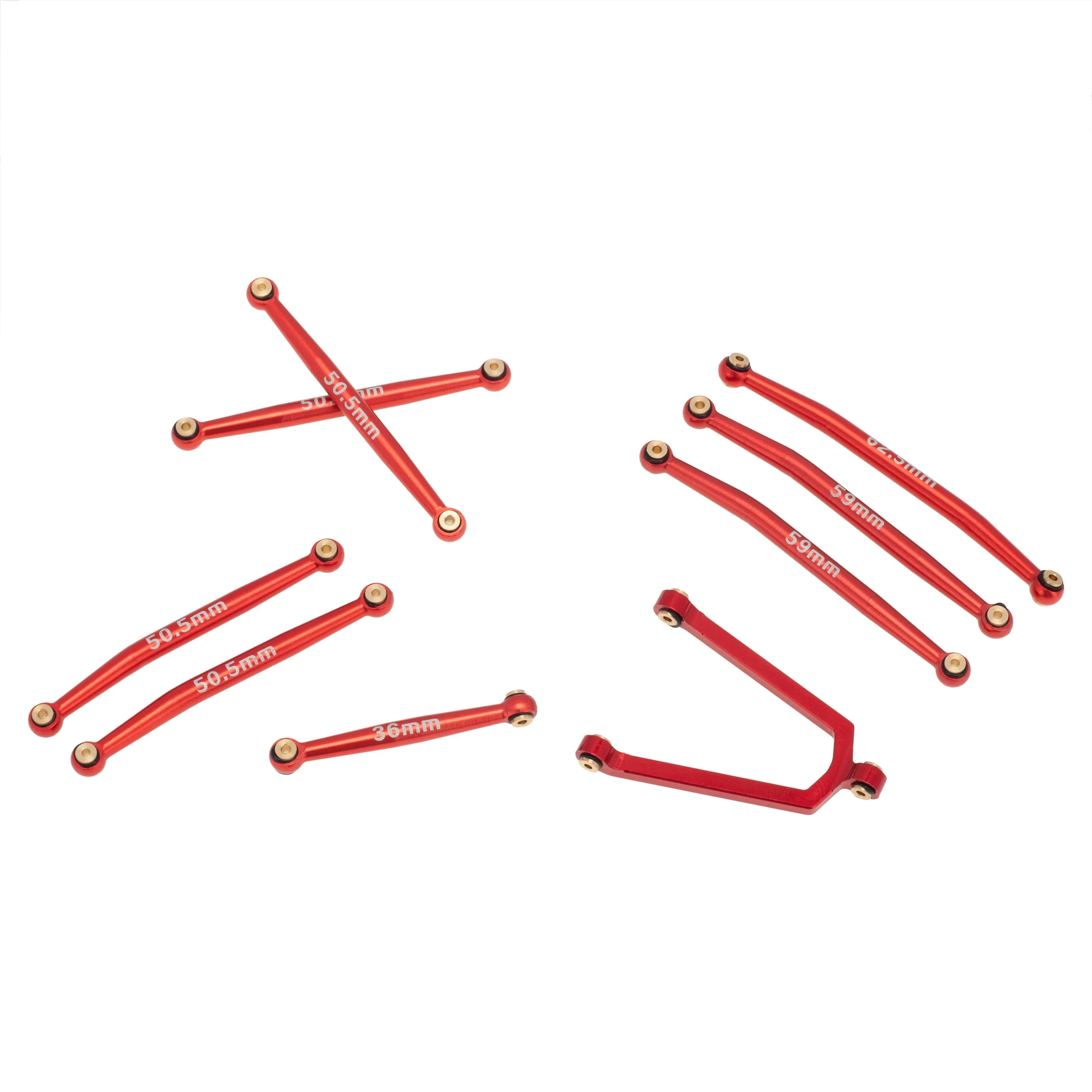 MEUS Racing Aluminum Alloy Link and Steering Rod Kit for Axial SCX24 B-17 C10 Jeep 1/24 RC Car (Red) - Image 2