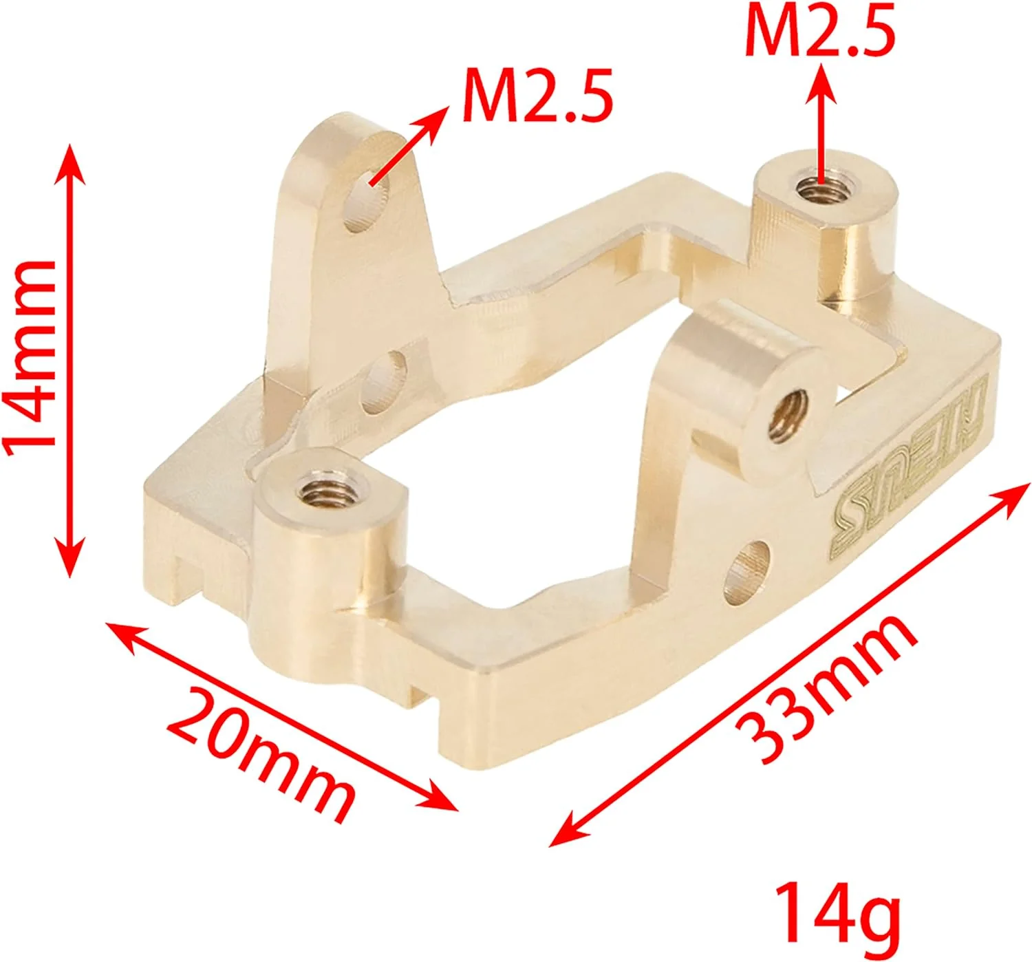 Meus Racing Aluminum Servo Mount Metal Servo Mount for 1/18 TRX4M TRX-4M RC Crawler Upgrade Parts Accessories (Brass) - Image 6