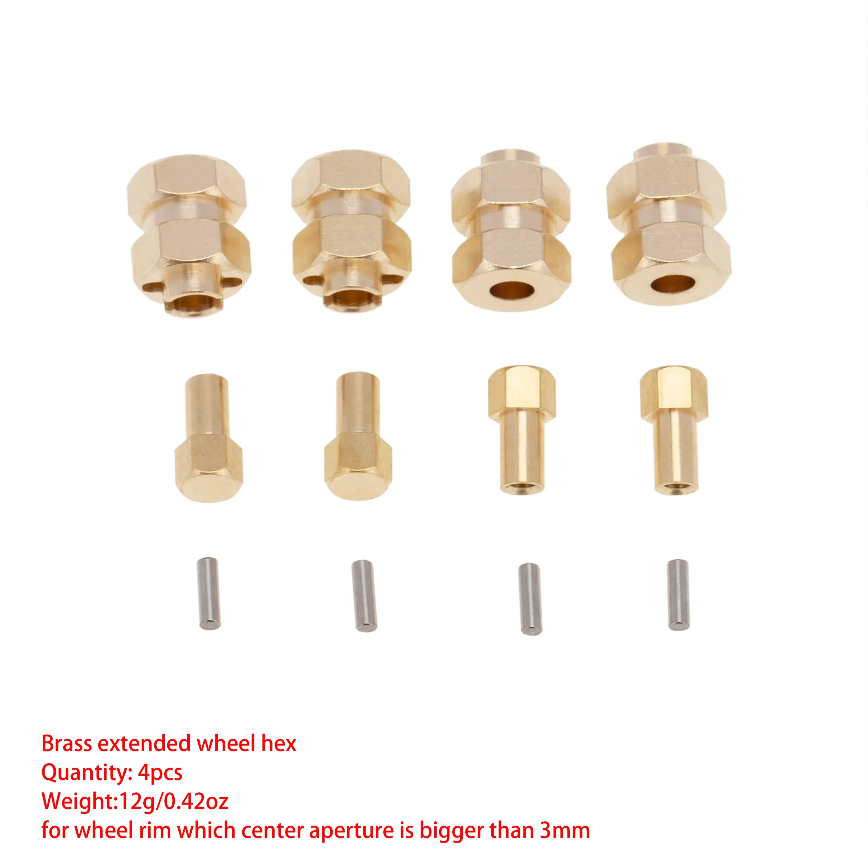 MEUS Racing Brass Extended Hex Wheel Hubs Hex Drive Adapters for AXIAL SCX24 1/24 RC Crawler Car Single Side Widening of Widening Combiner 4mm