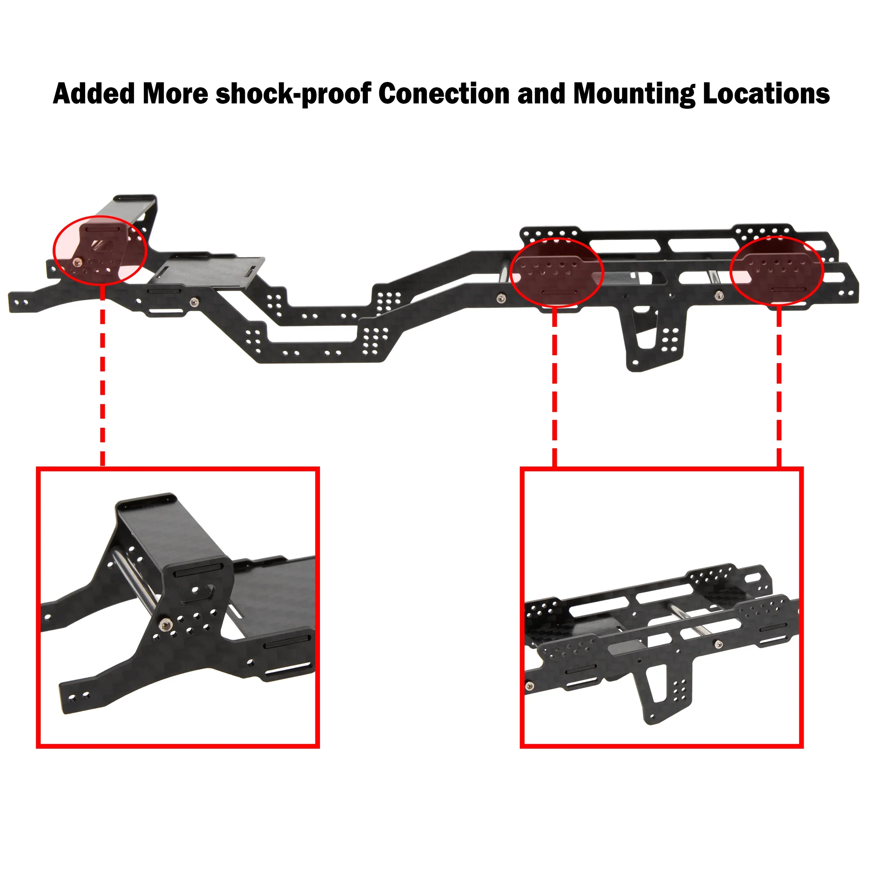 Meus Racing Carbon Fiber LCG Chassis /Center Axle Cover/Gear for Axial SCX24 6×6 Refit Kits - Image 2