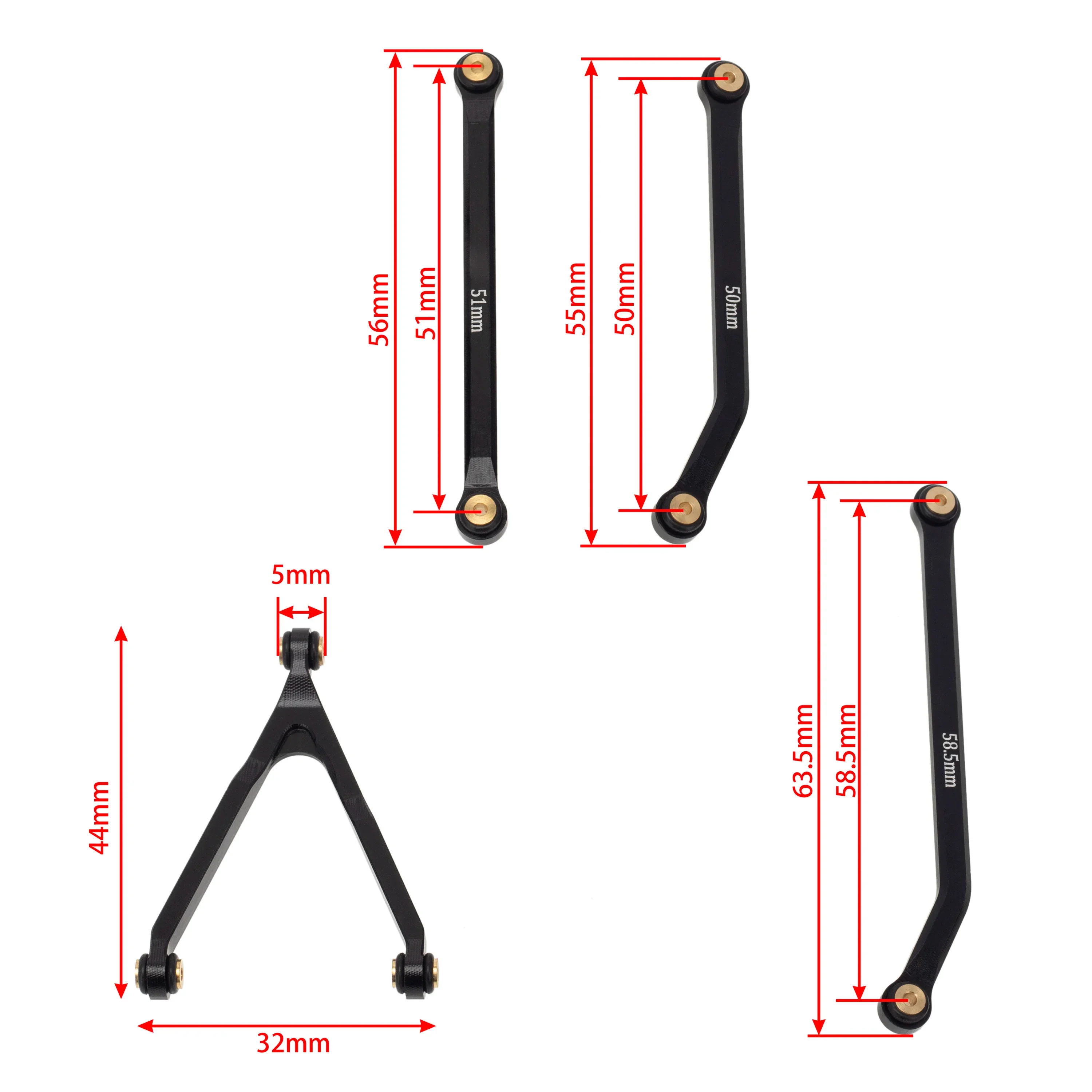 MEUS Racing CNC Aluminum High Clearance Chassis Links for 1/24 RC Crawler Axial SCX24 AXI00001 C10 AXI00002 Jeep JLU Ford Bronco AXI00006 (Black) - Image 7