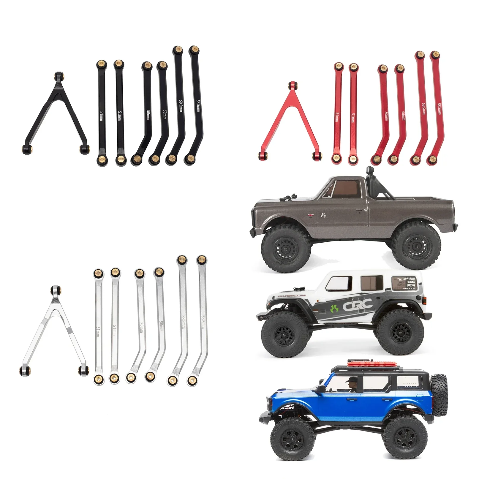 MEUS Racing CNC Aluminum High Clearance Chassis Links for 1/24 RC Crawler Axial SCX24 AXI00001 C10 AXI00002 Jeep JLU Ford Bronco AXI00006 (Black) - Image 8