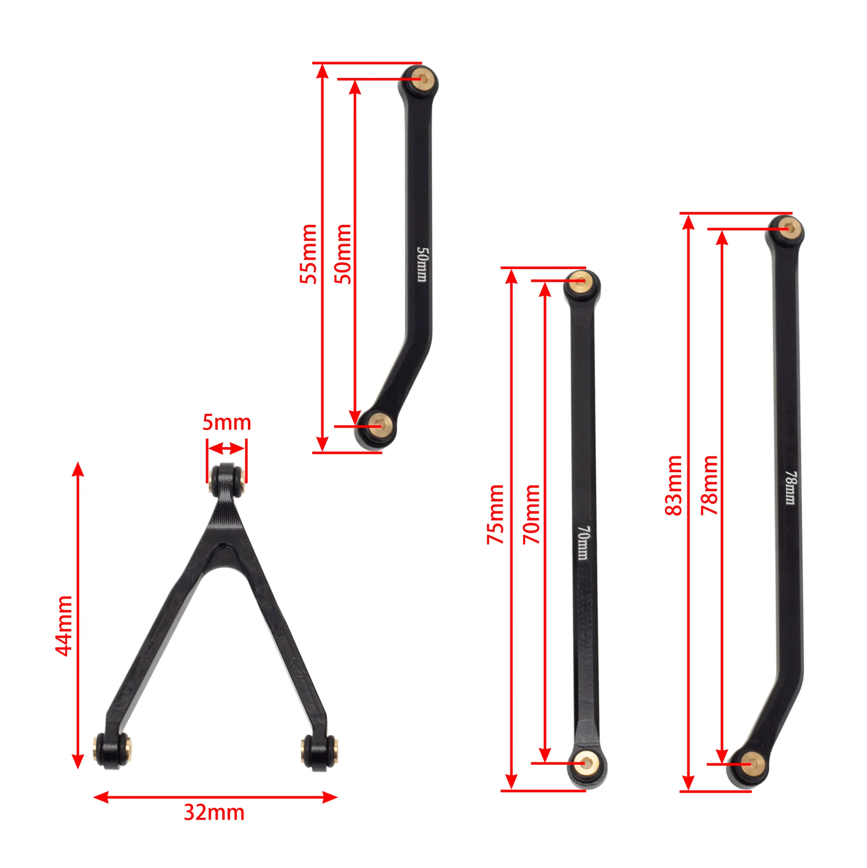 MEUS Racing CNC Aluminum High Clearance Chassis Links for 1/24 RC Crawler Car Axial SCX24 Jeep Gladiator AXI00005 (Black) - Image 6
