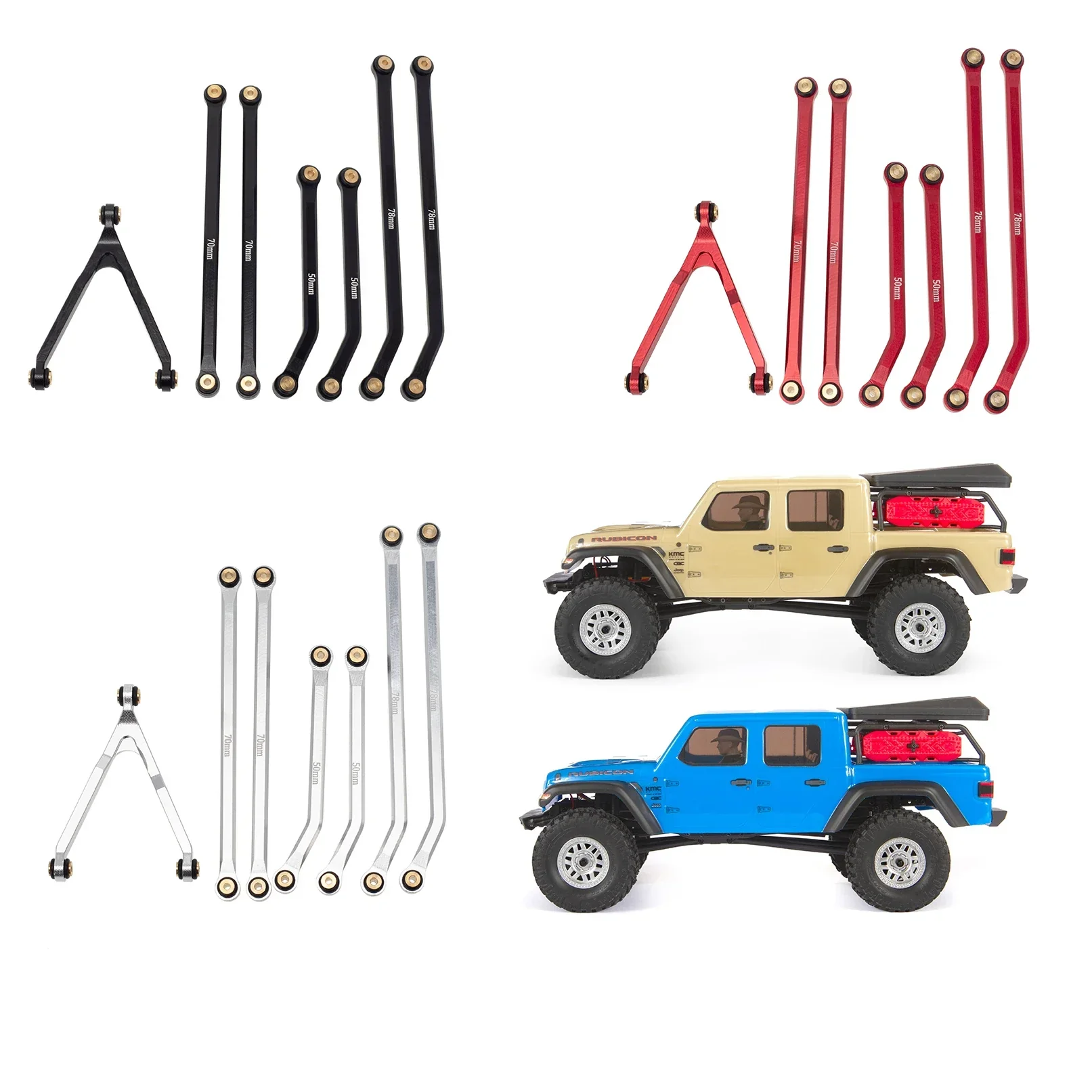 MEUS Racing CNC Aluminum High Clearance Chassis Links for 1/24 RC Crawler Car Axial SCX24 Jeep Gladiator AXI00005 (Red) - Image 6