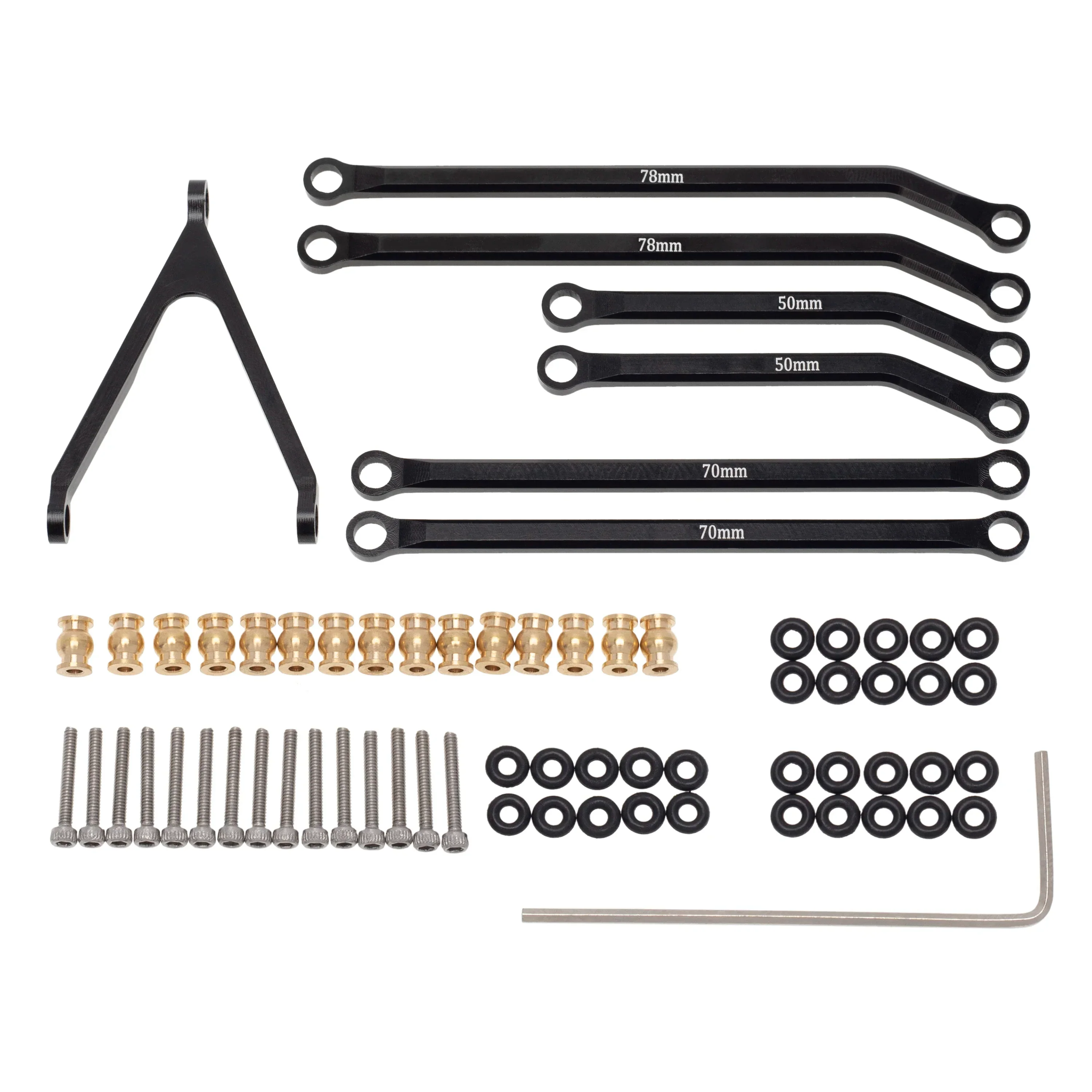 MEUS Racing CNC Aluminum High Clearance Chassis Links for 1/24 RC Crawler LWB 133.5mm Axial SCX24 AXI90081 Deadbolt AXI00004 B17 (Black)