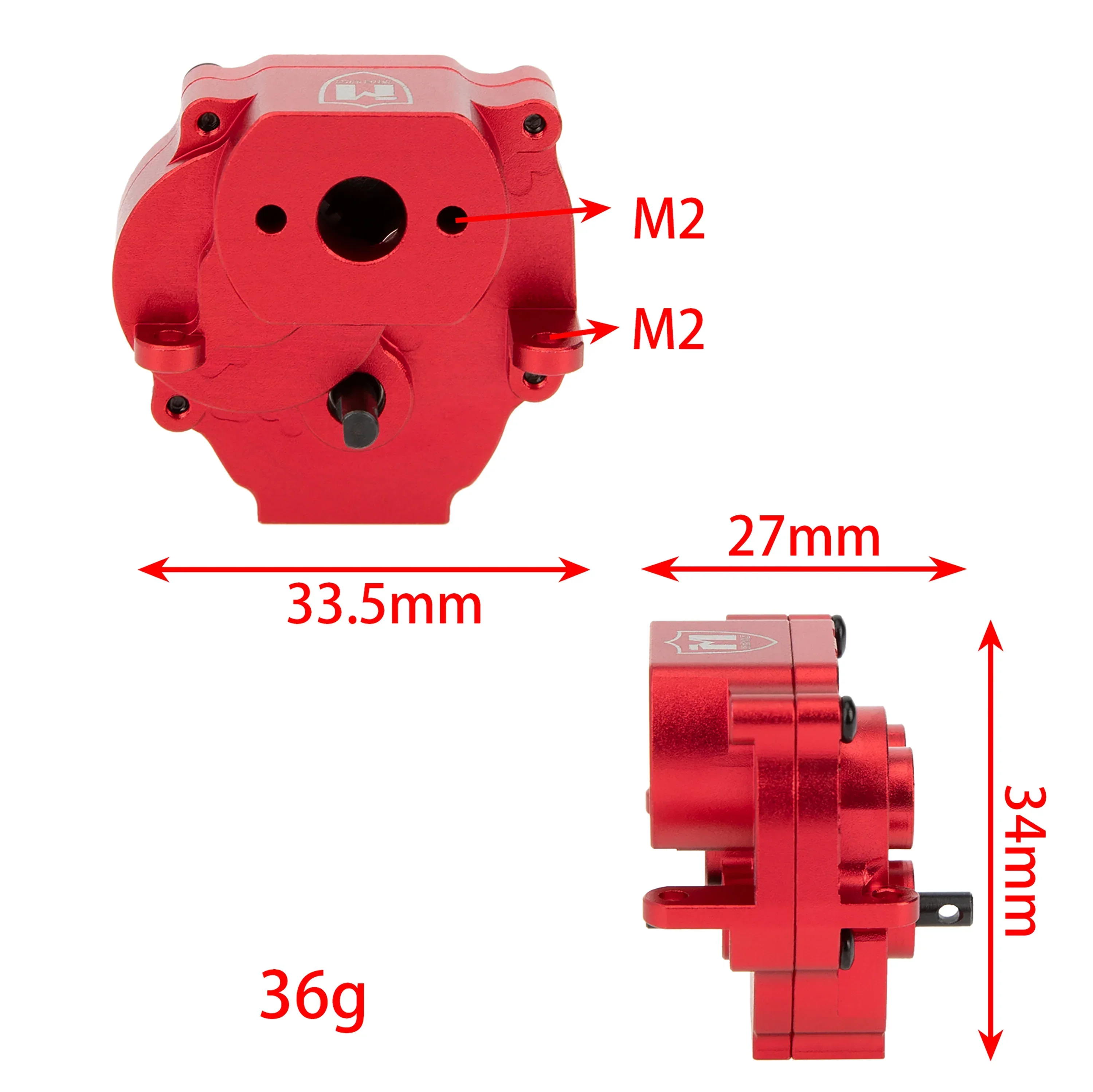 MEUS RACING Metal Gearbox Assembly Aluminum Transmission Housing with Steel Internal Gears for TRX-4M TRX4M 1/18 RC Crawler Car Upgrade Parts - RED - Image 3