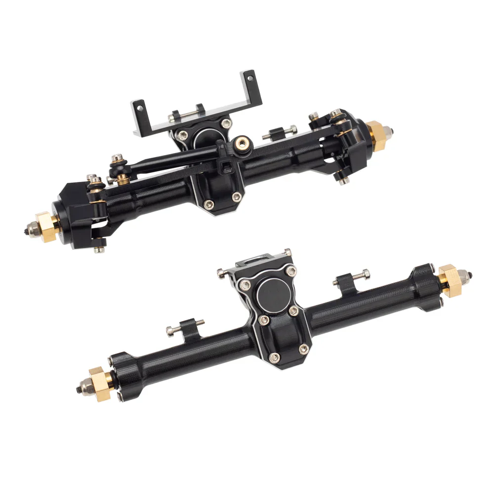 MEUS Racing CVD Hardening 1/24 RC Crawler Car CNC Aluminum Front and Rear Axle for Axial SCX24 90081 C10 Jeep Upgrade Parts (Black)