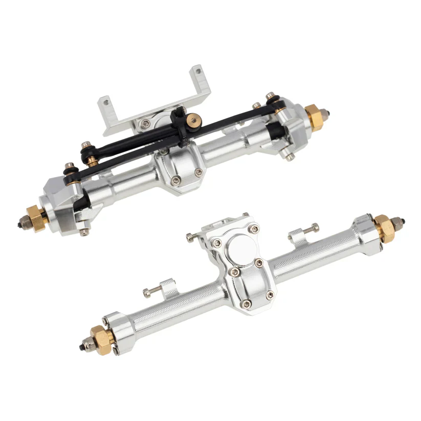 MEUS Racing CVD Hardening 1/24 RC Crawler Car CNC Aluminum Front and Rear Axle for Axial SCX24 90081 C10 Jeep Upgrade Parts (Sliver)
