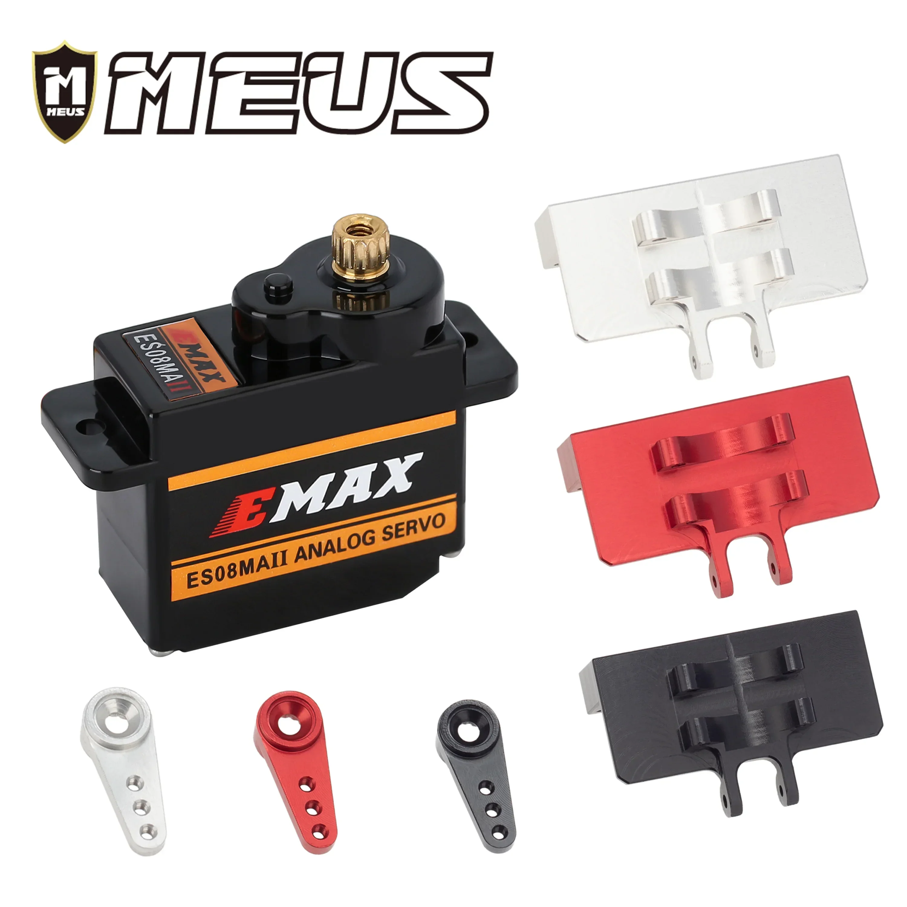 MEUS Racing Emax ES08MAII Analog Servo with Mount and 15T Arm for Axial SCX24 Gladiator 1/24 RC Crawler Car Truck Model Parts Accessories (Silver)