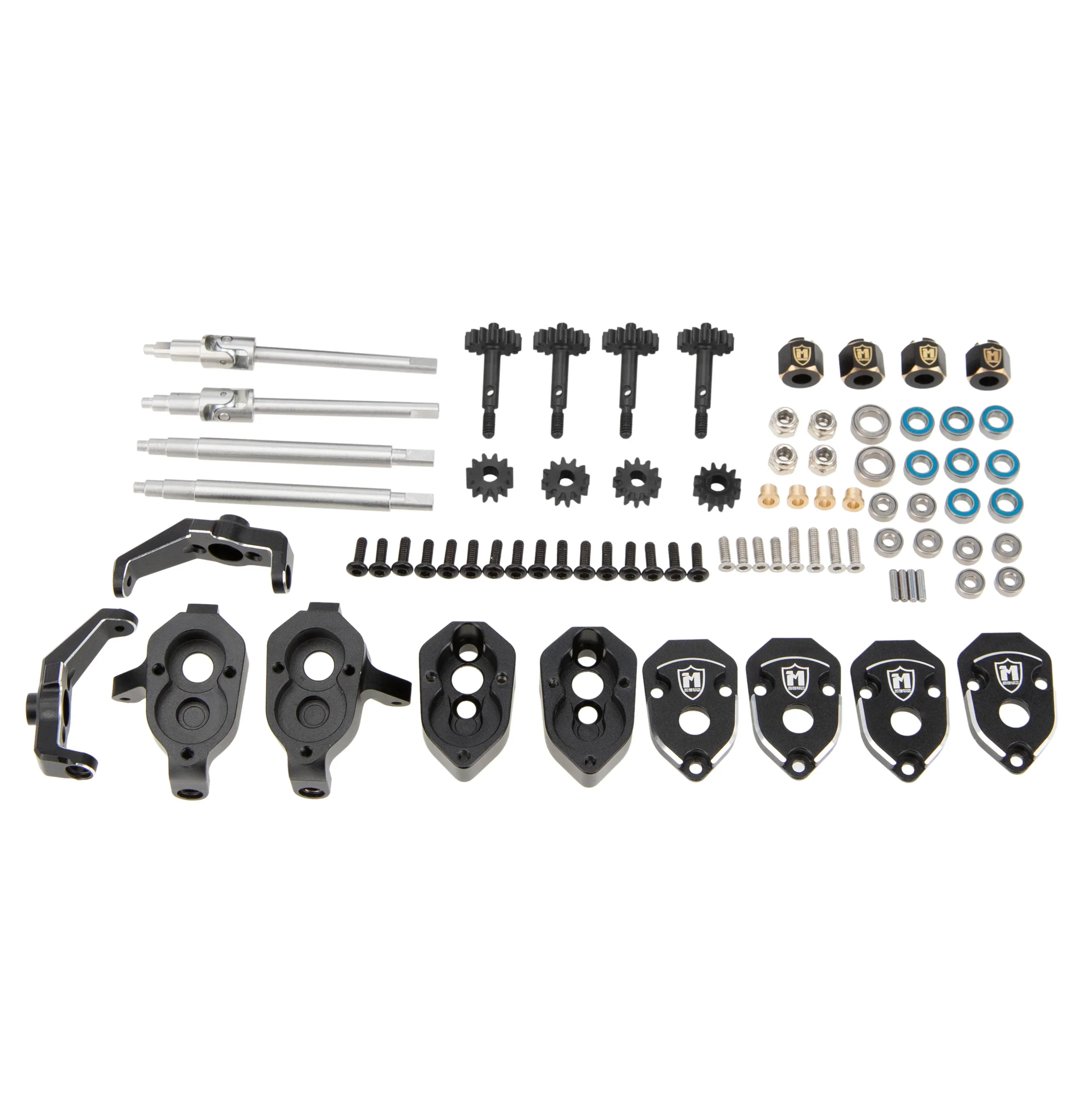 MEUS RACING Front and Rear Portal axle DIY kit Aluminum Straight axle to Portal axle kit Ground Clearance +8.1MM for 1/18 TRX4M (Aluminum Black)