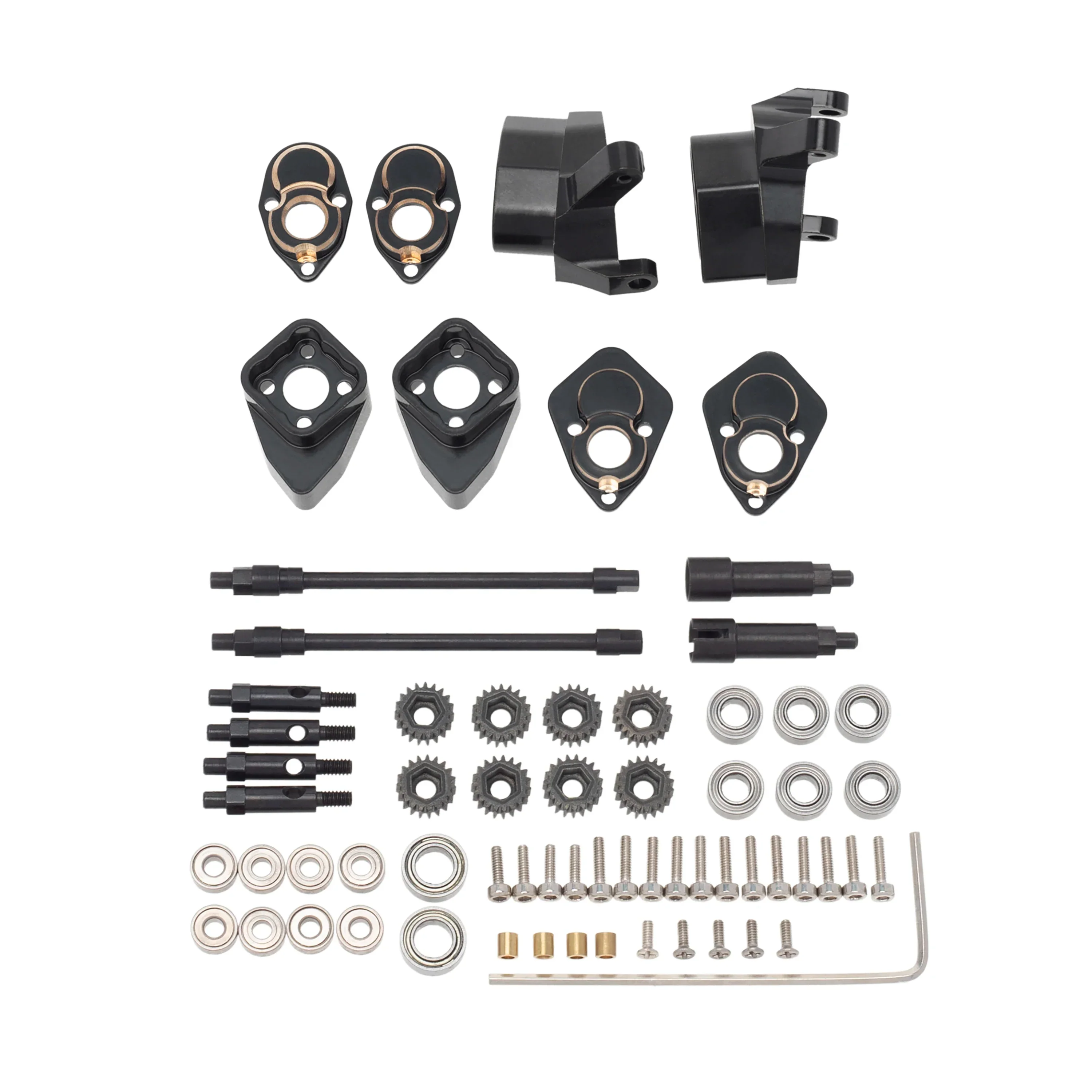 MEUS Racing Front & Rear Axle Brass High Lift & Counterweight Refit Portal Axles Kit, CNC Machined Aluminum Portal Axle Units Upgrades Accessories Parts for Axial SCX24 90081 C10 Jeep Black