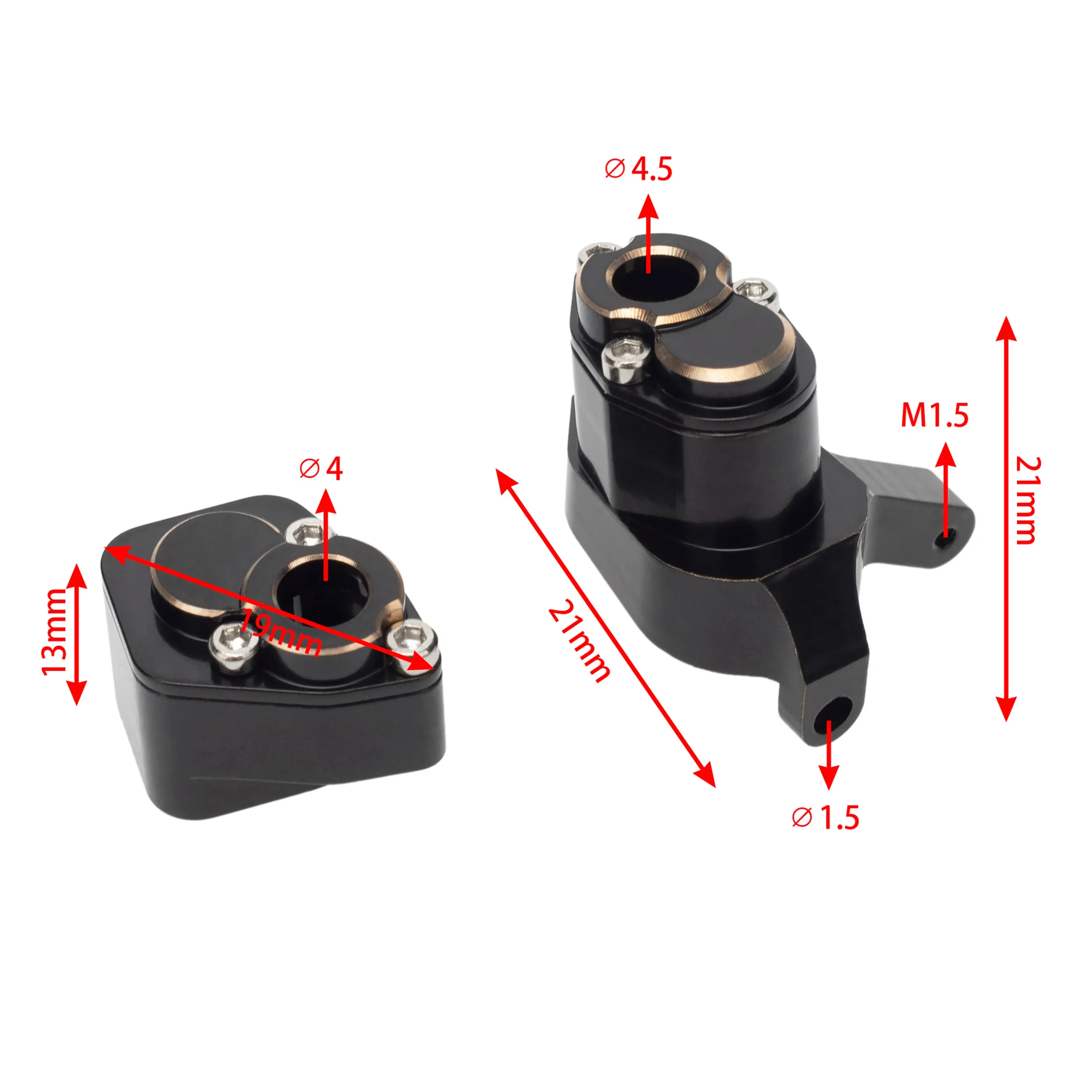 MEUS Racing Front & Rear Axle Brass High Lift & Counterweight Refit Portal Axles Kit, CNC Machined Aluminum Portal Axle Units Upgrades Accessories Parts for Axial SCX24 90081 C10 Jeep Black - Image 2