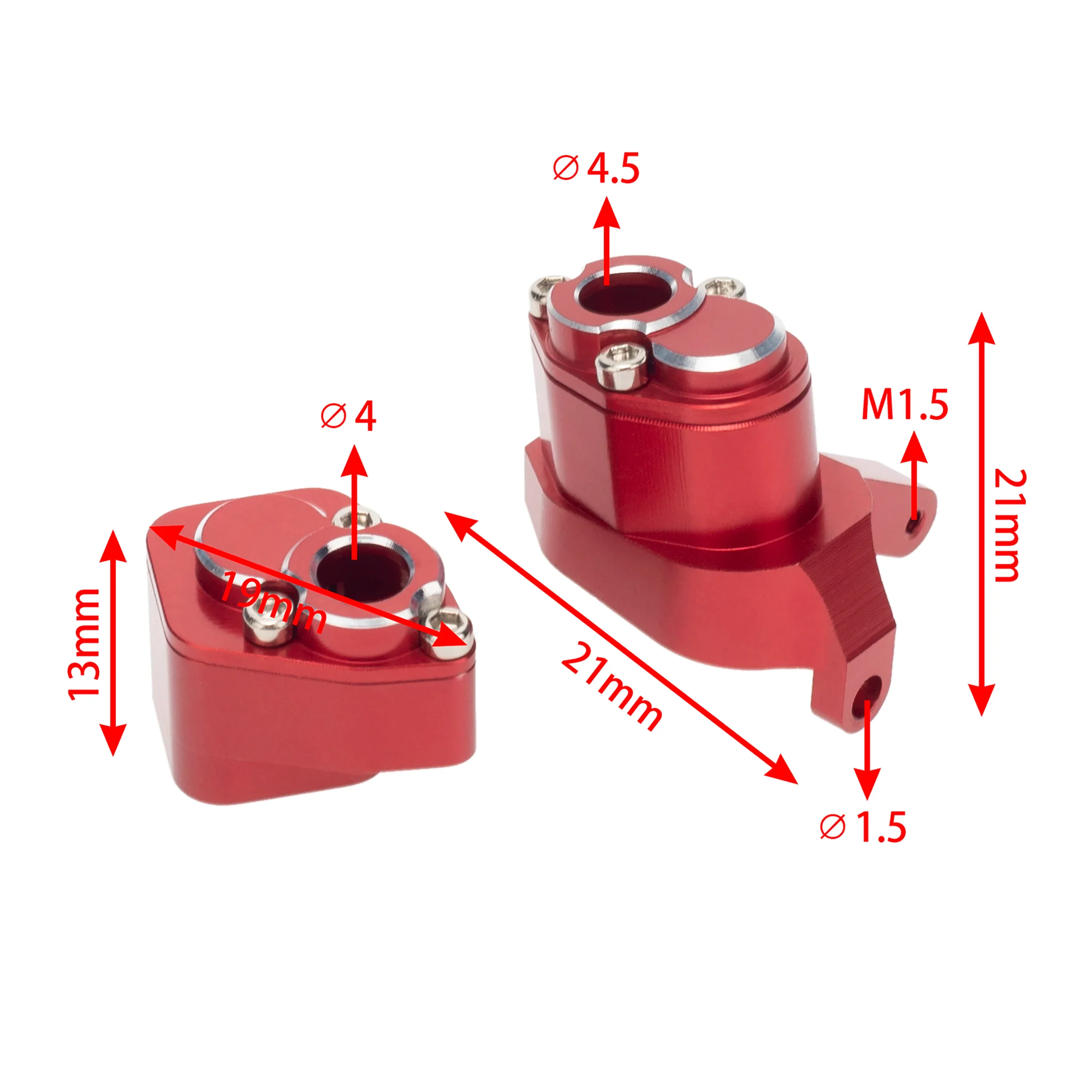 MEUS Racing Front & Rear Axle Refit High Lift Portal Axles Kit, CNC Machined Aluminum Portal Axle Units Upgrades Accessories Parts for Axial SCX24 90081 C10 Jeep - Red - Image 5