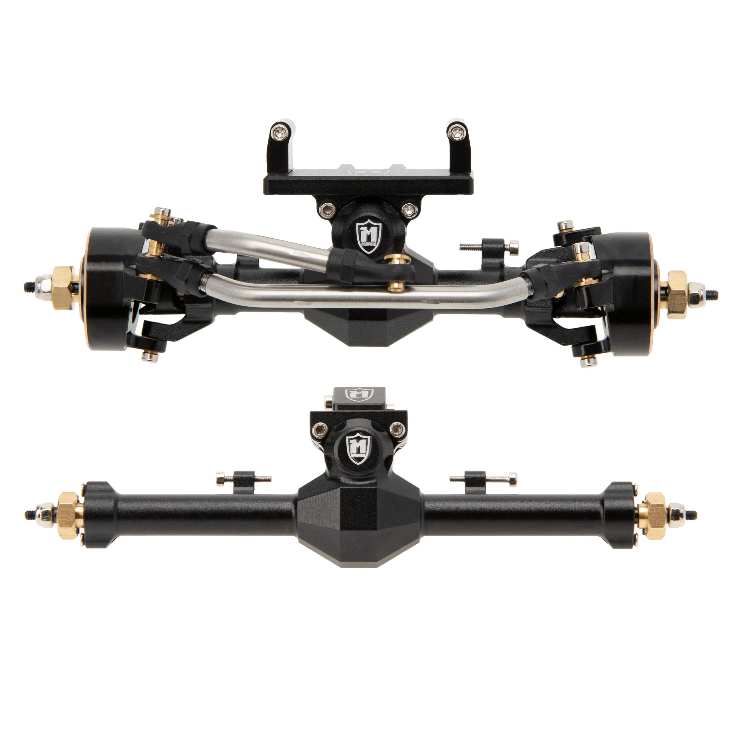 MEUS RACING Isokinetic 3-Section CVD Front and Rear Axles Maximum Steering Angle 52° Wider +5MM for Axial SCX24 Deadbolt C10 JLU Gladiator Bronco 1/24 RC Crawler Upgrade Parts (Black, Front and Rear)
