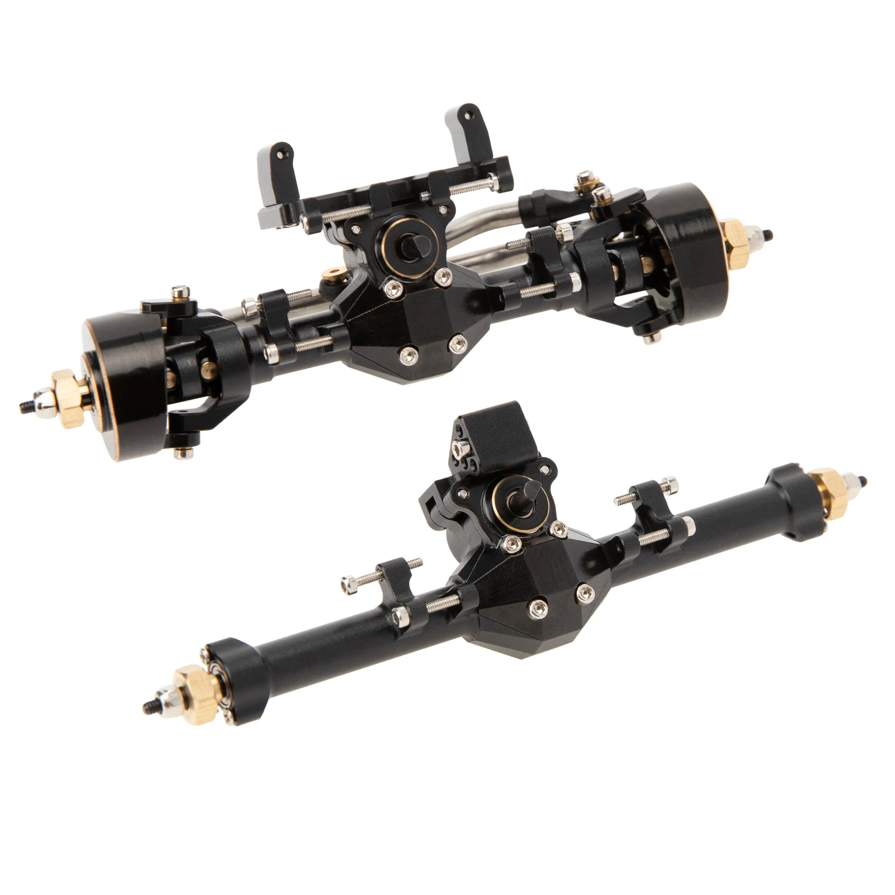 MEUS RACING Isokinetic 3-Section CVD Front and Rear Axles Maximum Steering Angle 52° Wider +5MM for Axial SCX24 Deadbolt C10 JLU Gladiator Bronco 1/24 RC Crawler Upgrade Parts (Black, Front and Rear) - Image 2