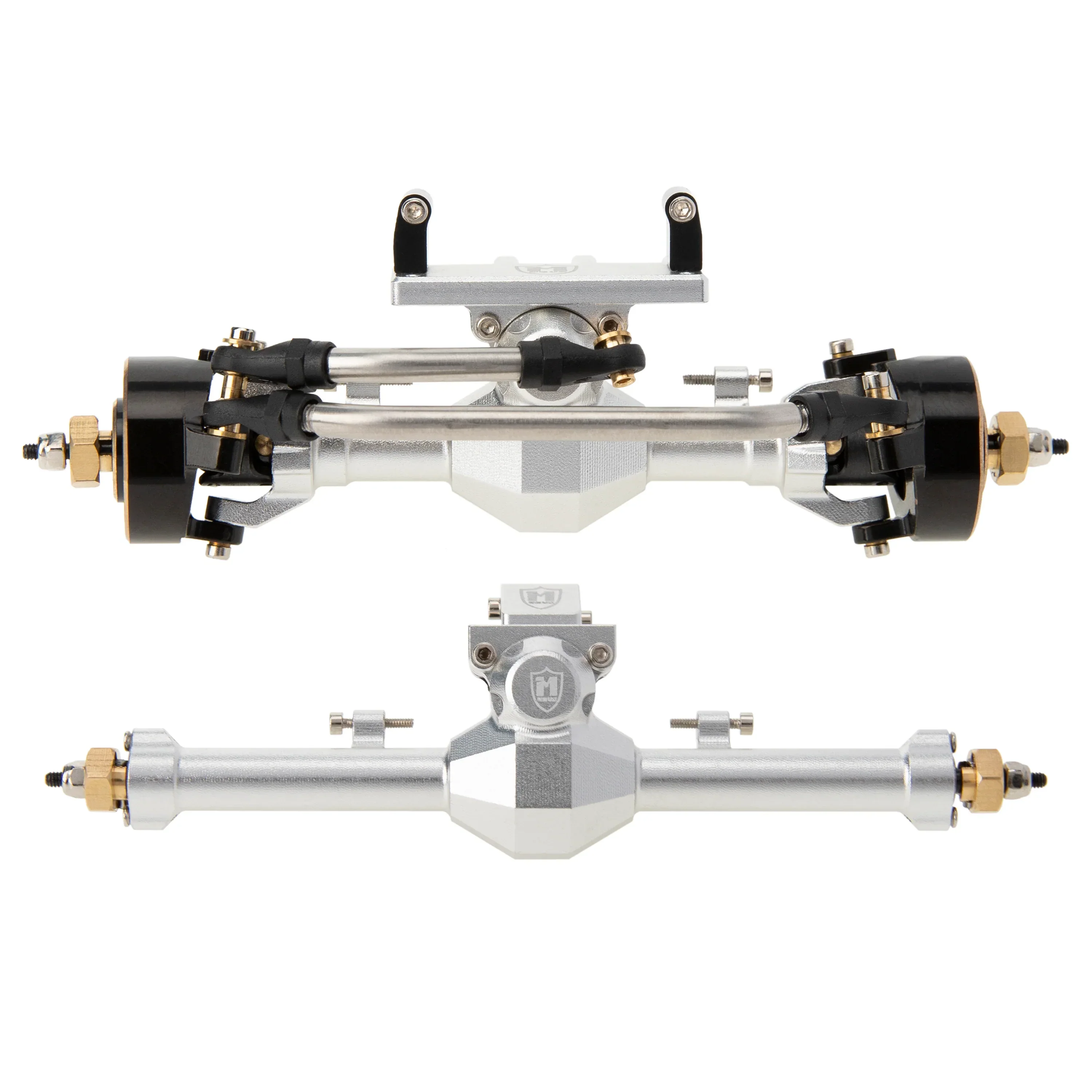MEUS RACING Isokinetic 3-Section CVD Front and Rear Axles Maximum Steering Angle 52° Wider +5MM for Axial SCX24 Deadbolt C10 JLU Gladiator Bronco 1/24 RC Crawler Upgrade Parts (SILVER, Front and Rear)