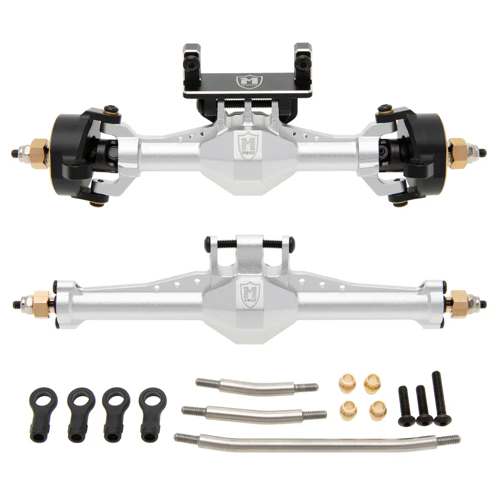 MEUS Racing Isokinetic 3-Section CVD Front and Rear Axles Maximum Steering Angle 52° Wider +5MM forTRX4M Upgrade 1/18 RC Crawler Car - SLIVER