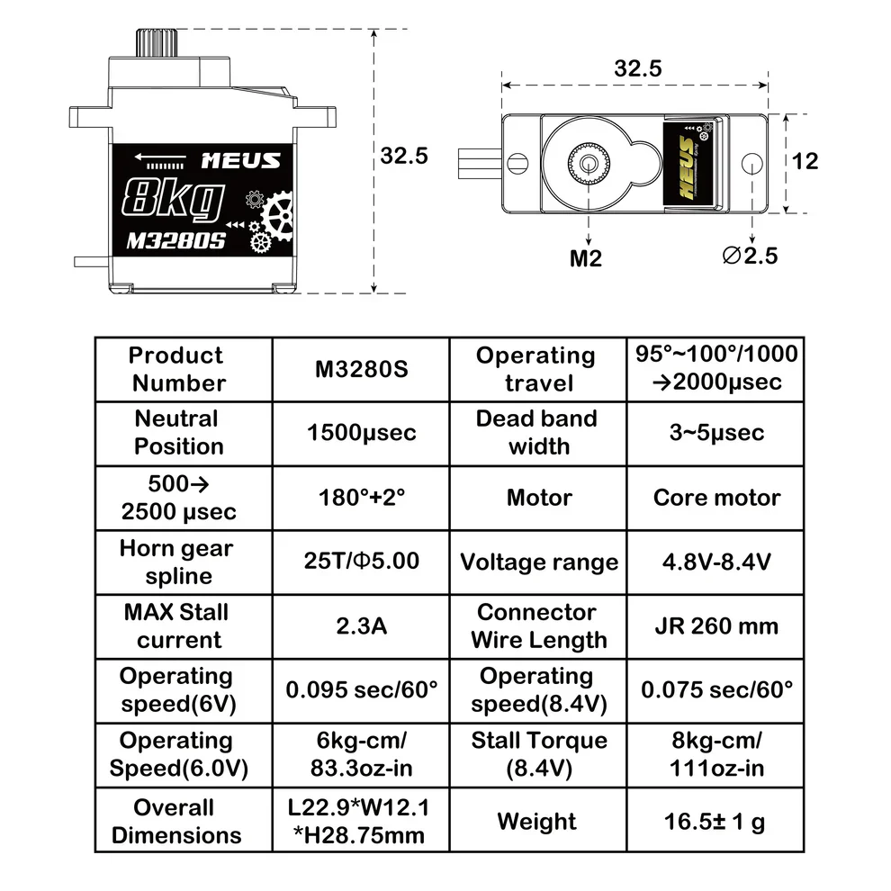 MEUS Racing M3280S 8KG Digital Micro Servo for 1/24 SCX24 1/18 TRX4M Redcat Ascent-18 - Image 6
