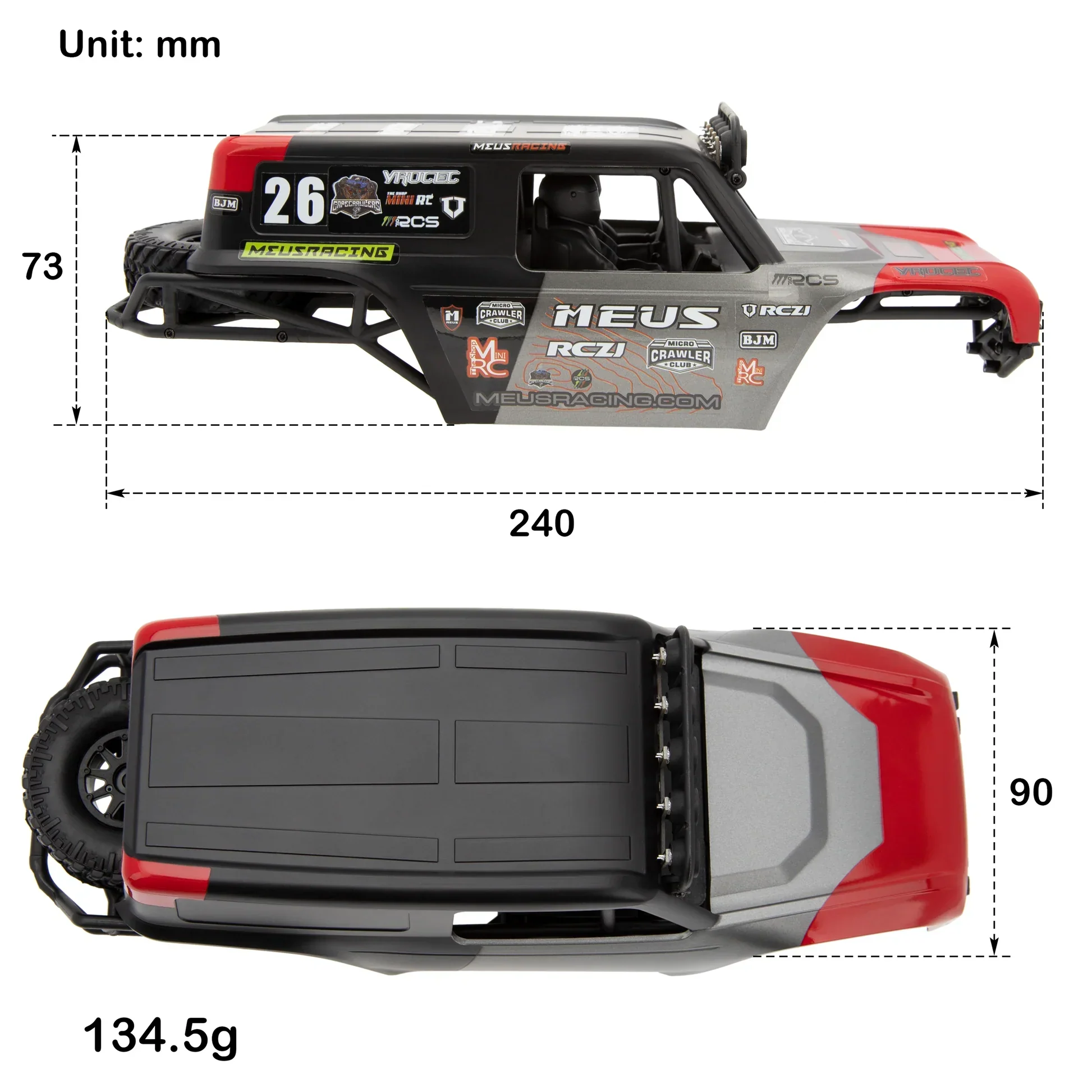 MEUS Racing MB18 Body & Chassis Frame Kit for TRX4M Defender Bronco K10 F150 High Trail - RED - Image 6