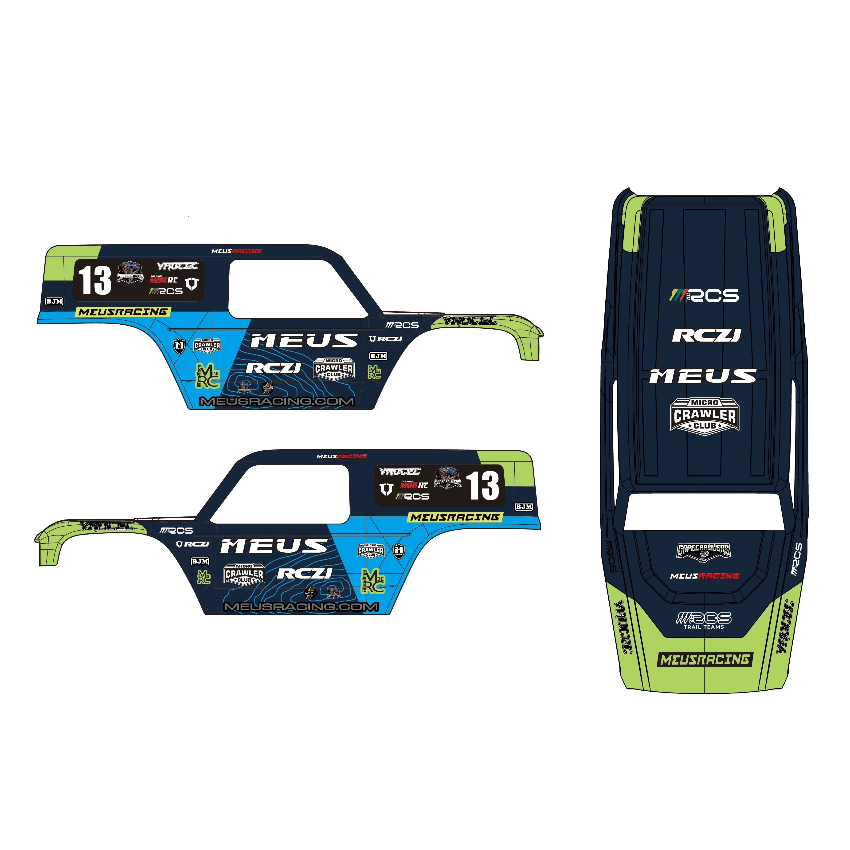 MEUS Racing MB24 Body 5.2in 132MM Axial Shell Body ABS+Nylon Carbon Fiber Frame For 1/24 Axial SCX24 Bronco Deadbolt JLU B-17 C10 - GREEN - Image 2