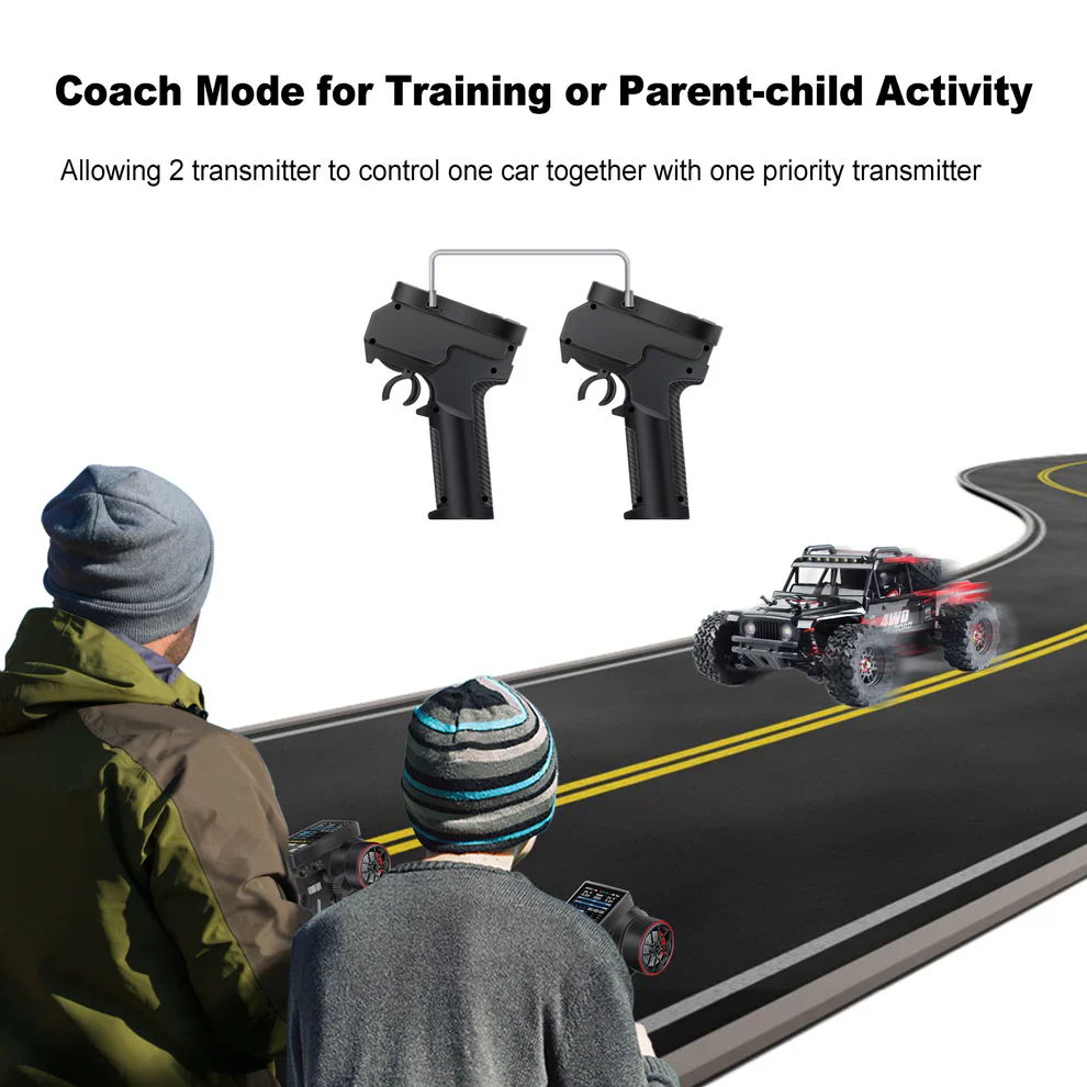 MEUS Racing ME-10B RC Transmitter 8CH 2.4GHz & Receiver with Coach Mode for 1/8 1/10 1/18 1/24 TRX4 TRX4M SCX10 SCX24 - Black - Image 7