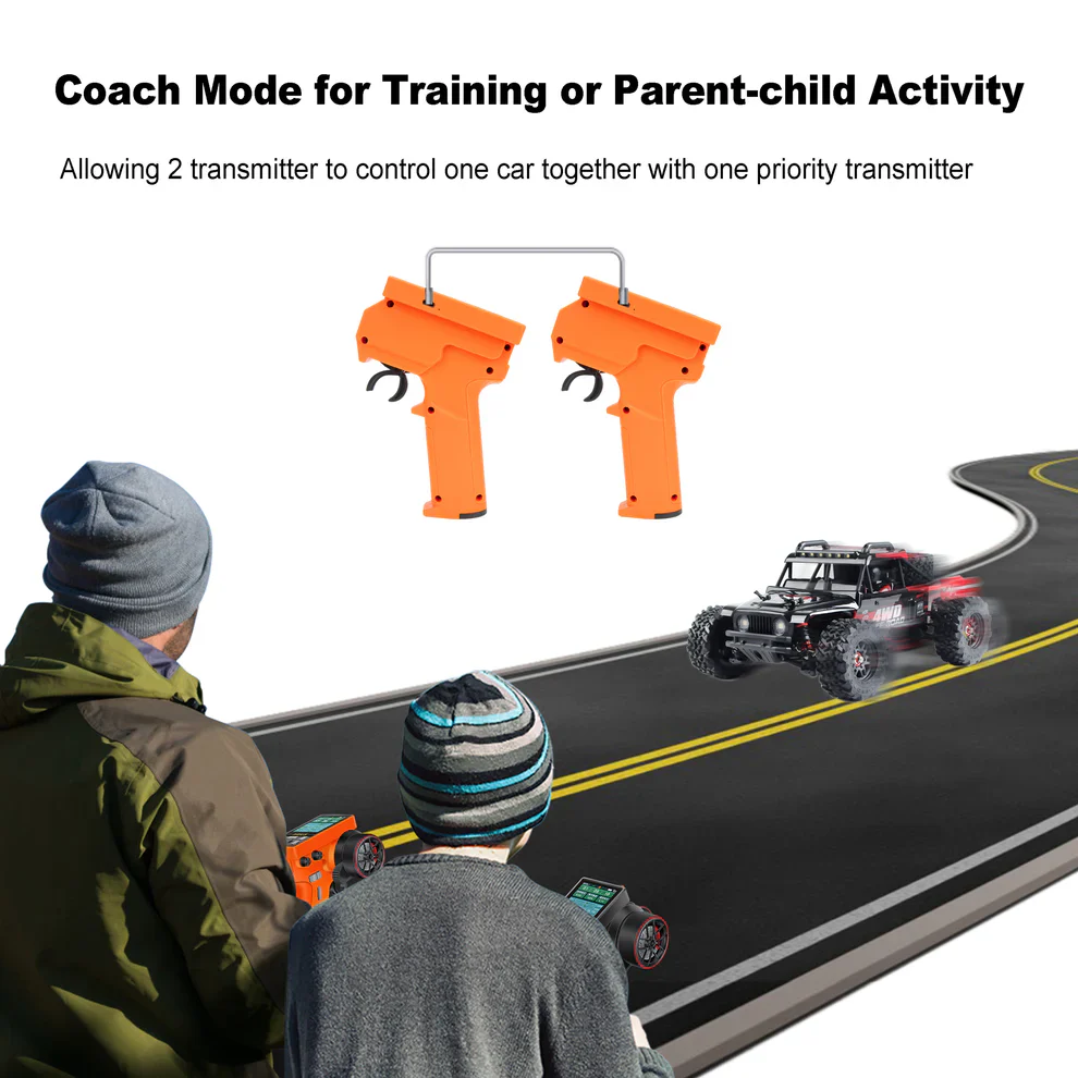 MEUS Racing ME-10B RC Transmitter 8CH 2.4GHz & Receiver with Coach Mode for 1/8 1/10 1/18 1/24 TRX4 TRX4M SCX10 SCX24 - Orange - Image 6