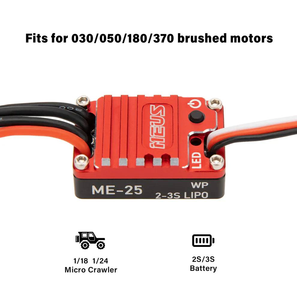MEUS Racing ME25 25A Brushed Mini ESC for 1/24 SCX24 AX24 FCX24 1/18 TRX4M Ascent-18 RC Crawler - Image 2