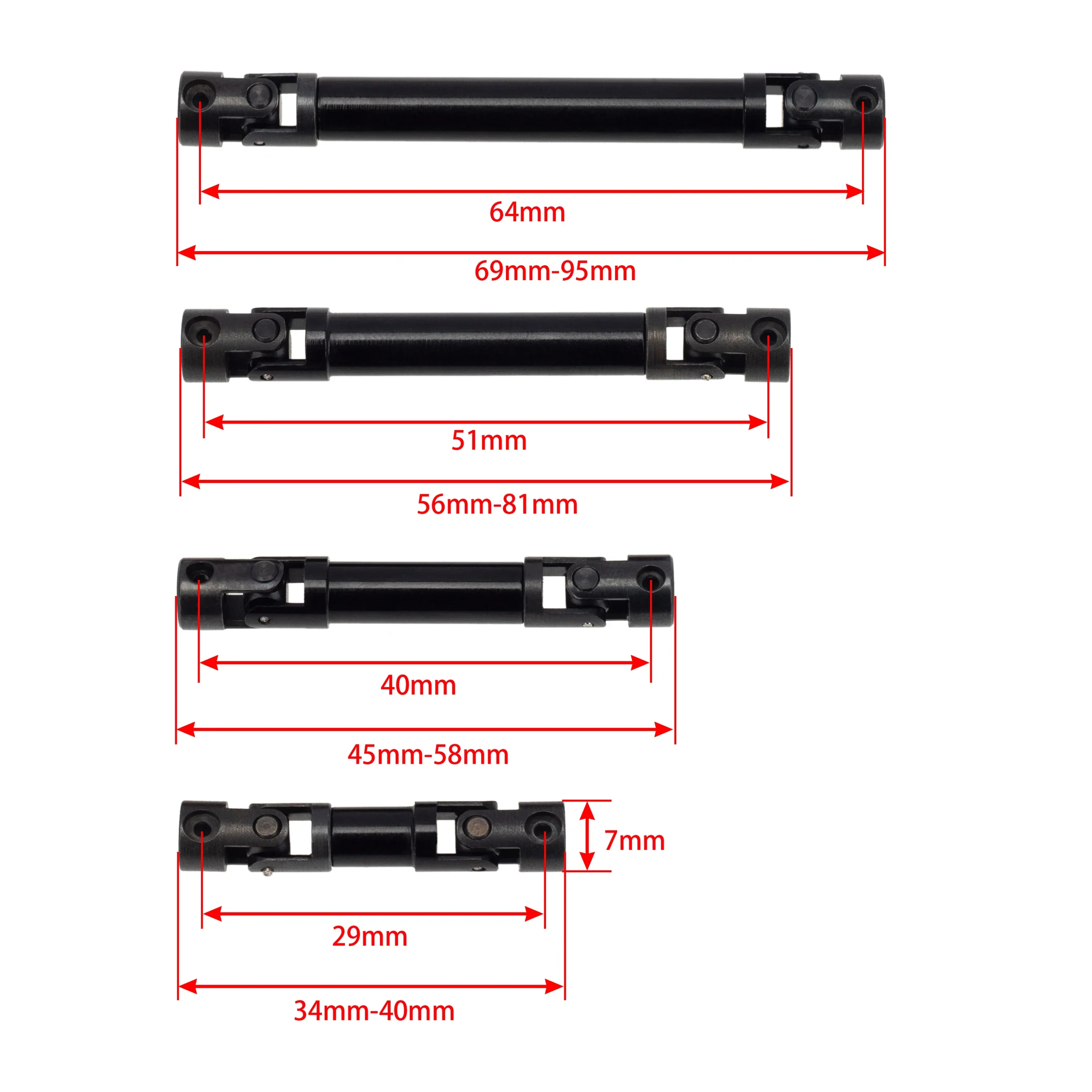 MEUS Racing Metal Front&Rear Drive Shaft for Axial 1/24 SCX24 90081 C10 Jeep Ford Bronco (Section A) - Image 7