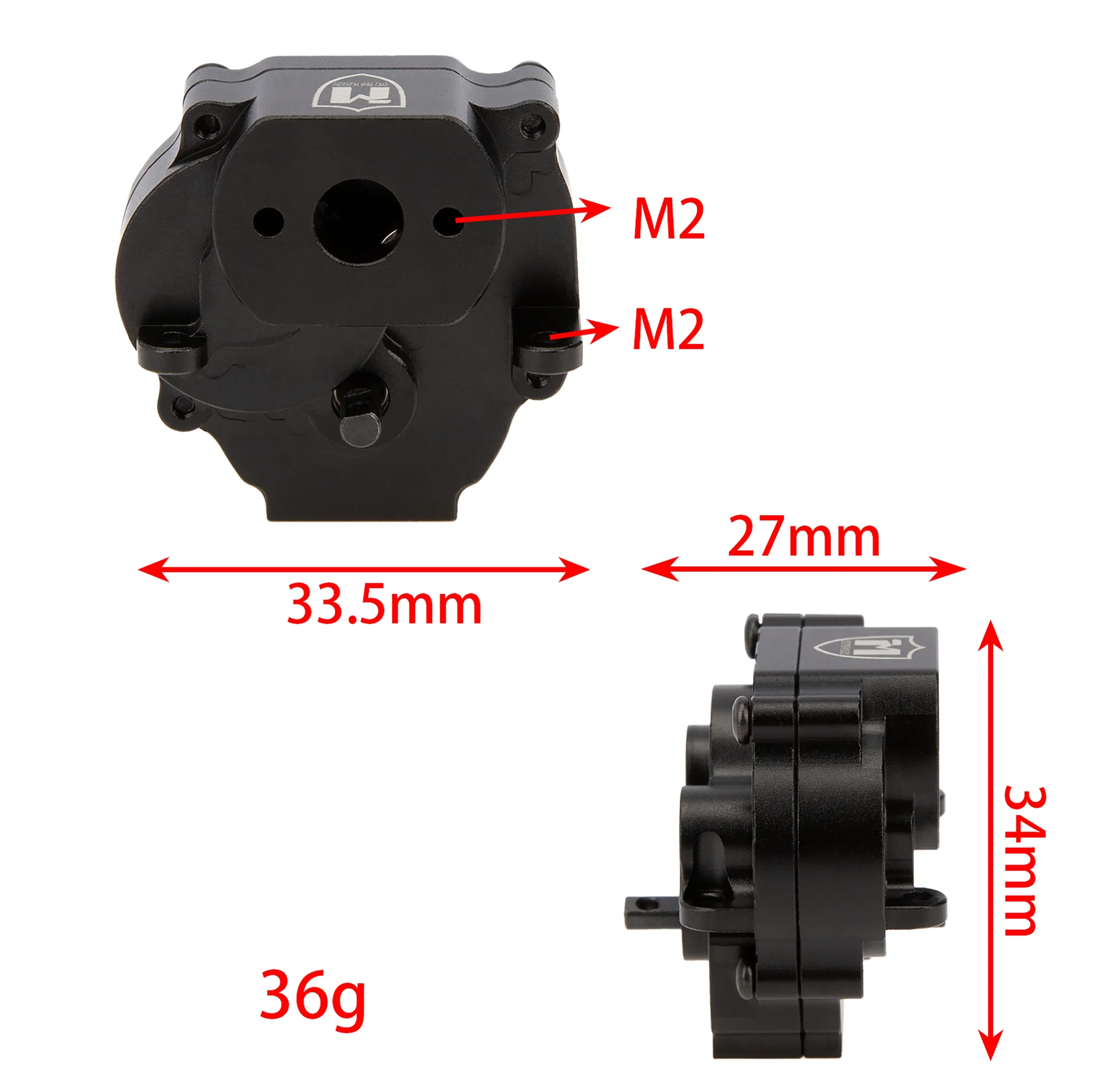 MEUS RACING Metal Gearbox Assembly Aluminum Transmission Housing with Steel Internal Gears for TRX-4M TRX4M 1/18 RC Crawler Car Upgrade Parts - BLACK - Image 3