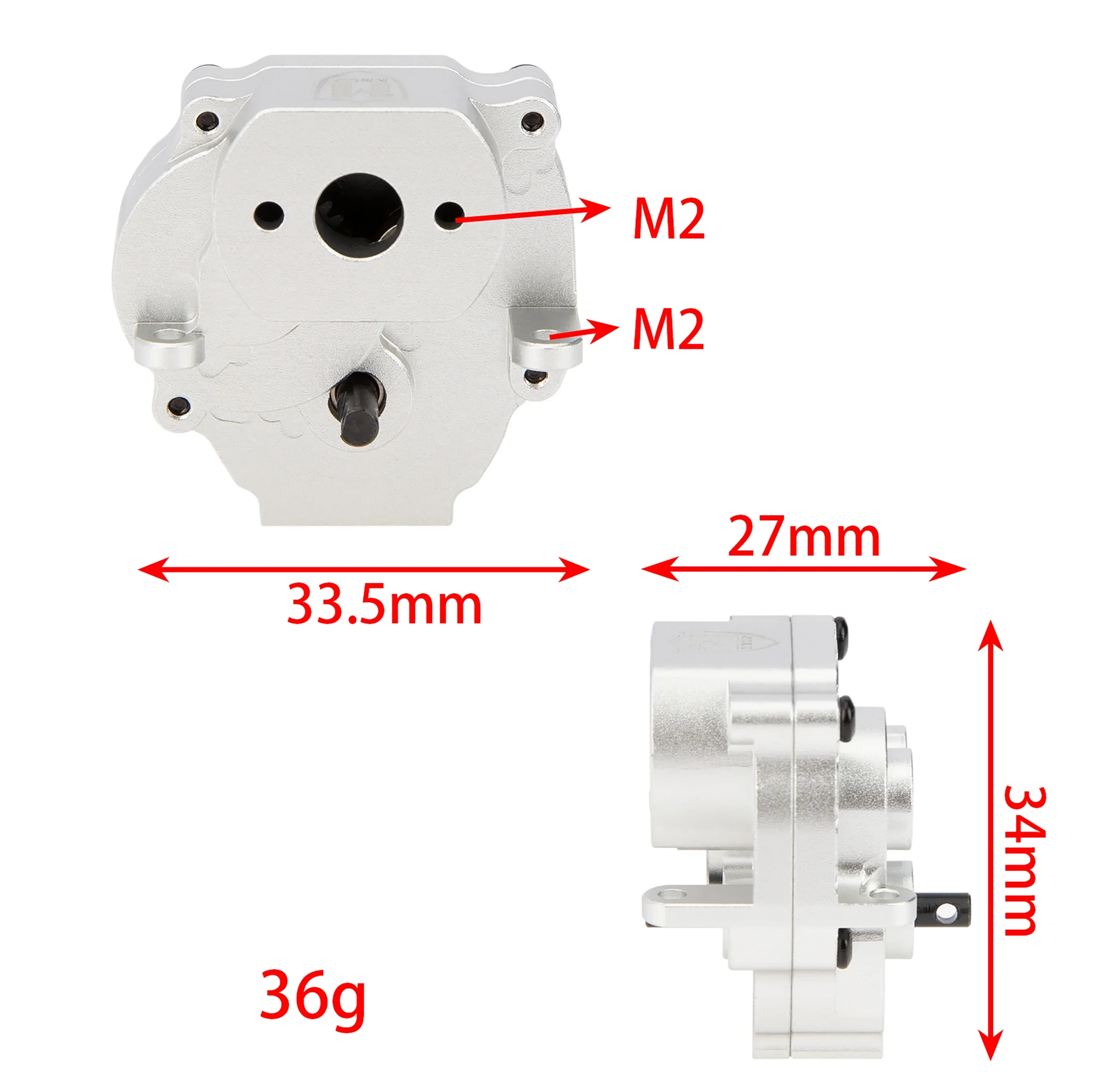 MEUS RACING Metal Gearbox Assembly Aluminum Transmission Housing with Steel Internal Gears for TRX-4M TRX4M 1/18 RC Crawler Car Upgrade Parts - SILVER - Image 2