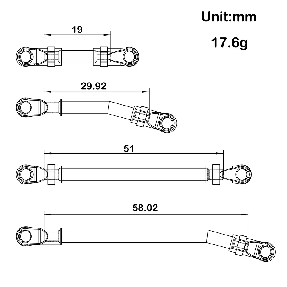 MEUS Racing Metal High Clearance Chassis & Steering Links Set for 1/24 SCX24 Deadbolt Betty - Image 3