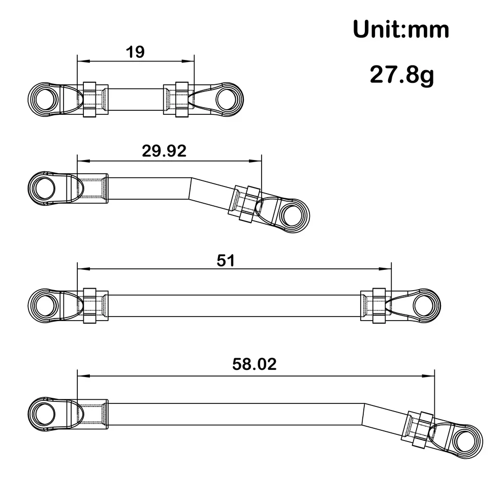 MEUS Racing Metal High Clearance Chassis & Steering Links Set for 1/24 SCX24 Deadbolt Betty - Image 9