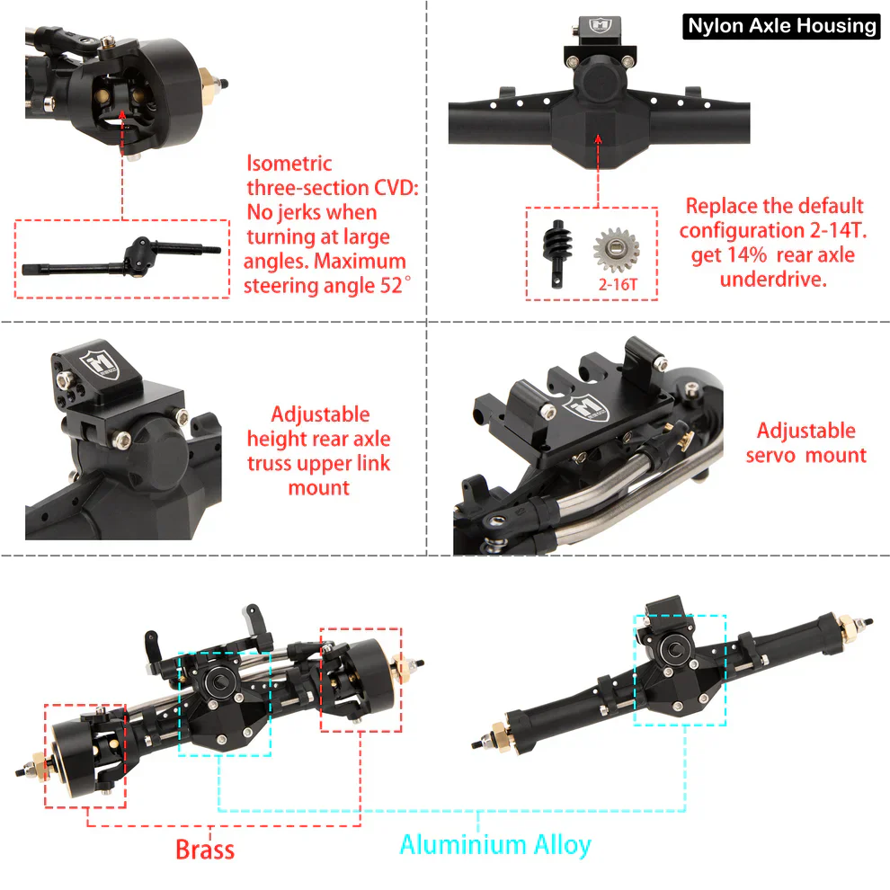 MEUS Racing Plastic Nylon Isokinetic 3-Section CVD Front Rear Axles Maximum Steering Angle 52° +5MM for SCX24 Deadbolt C10 JLU Gladiator Bronco - Image 5