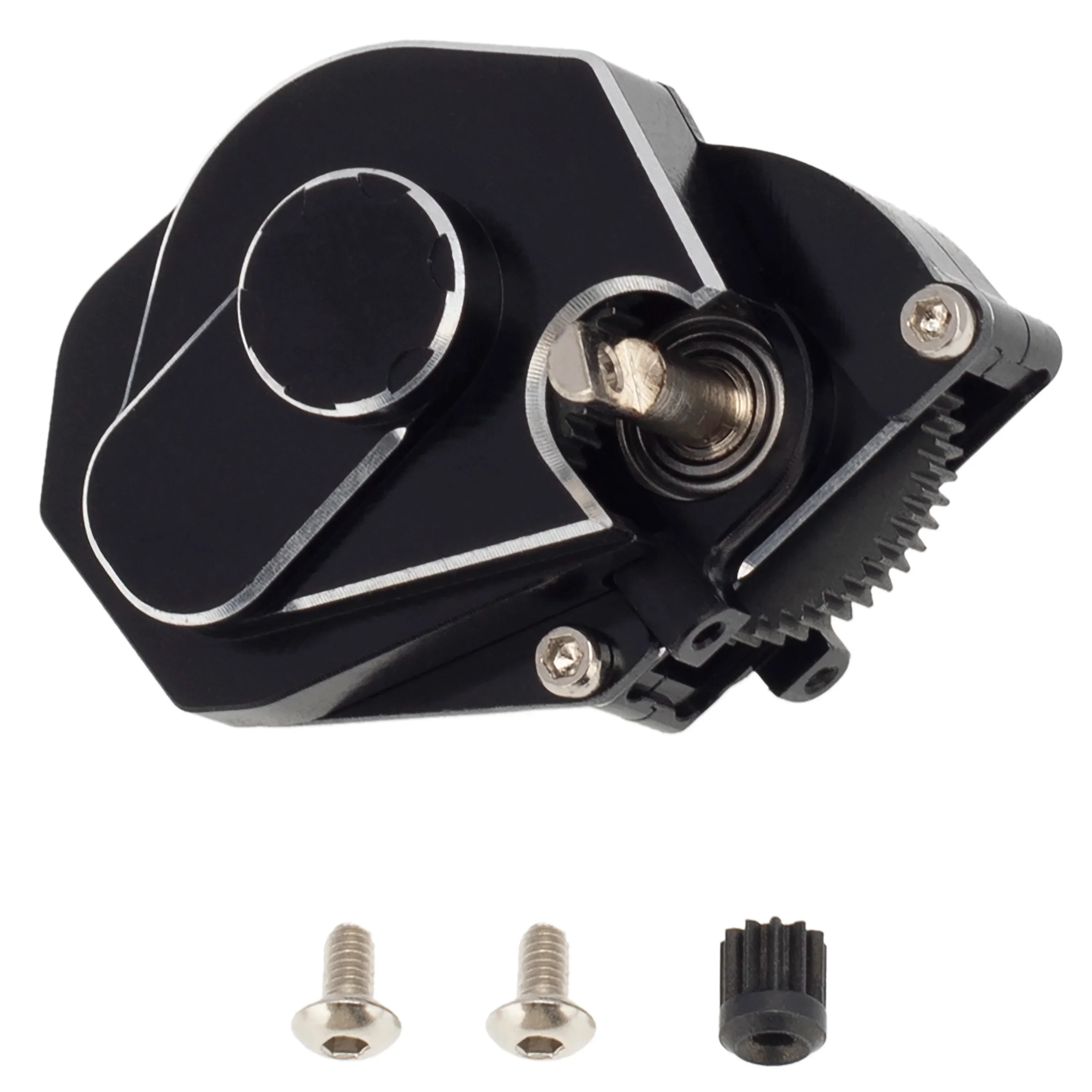 MEUS Racing RC Crawler Aluminum Transmission Gearbox, Assembled Transmission Case Complete Gearbox Upgrade Parts for 1/24 Axial SCX24 Deadbolt 90081 C10 Wrangler (Black)