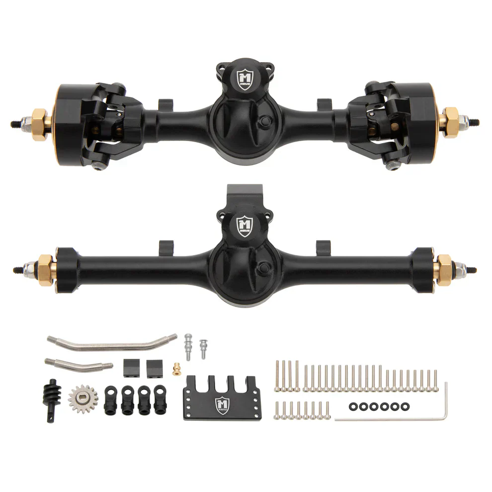 MEUS Racing SCX24 Metal V2 Isokinetic Front Rear Axles +5MM Isokinetic 3-Section CVD With 52° Steering Angle for 1/24 SCX24