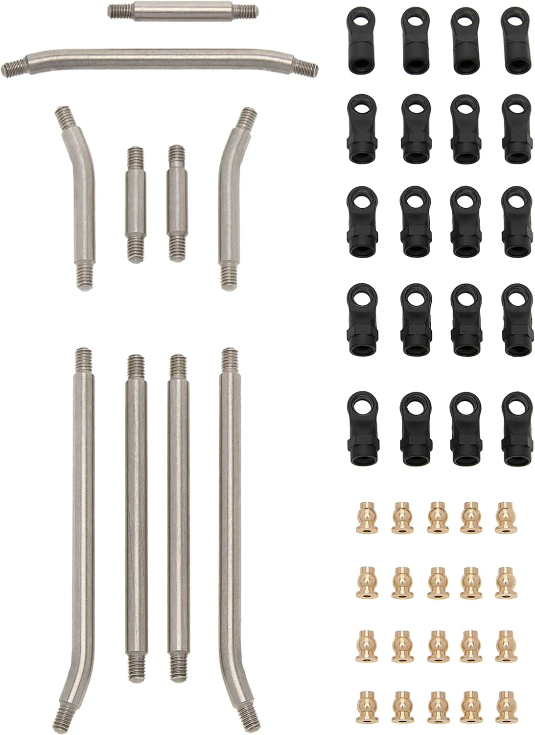 MEUS Racing Stainless Steel High Clearance Chassis Links Steering Links Set 10pcs 133.5mm Wheelbase for 1/24 Rock Crawler Car SCX24 Deadbolt AXI90081 B17 AXI00004