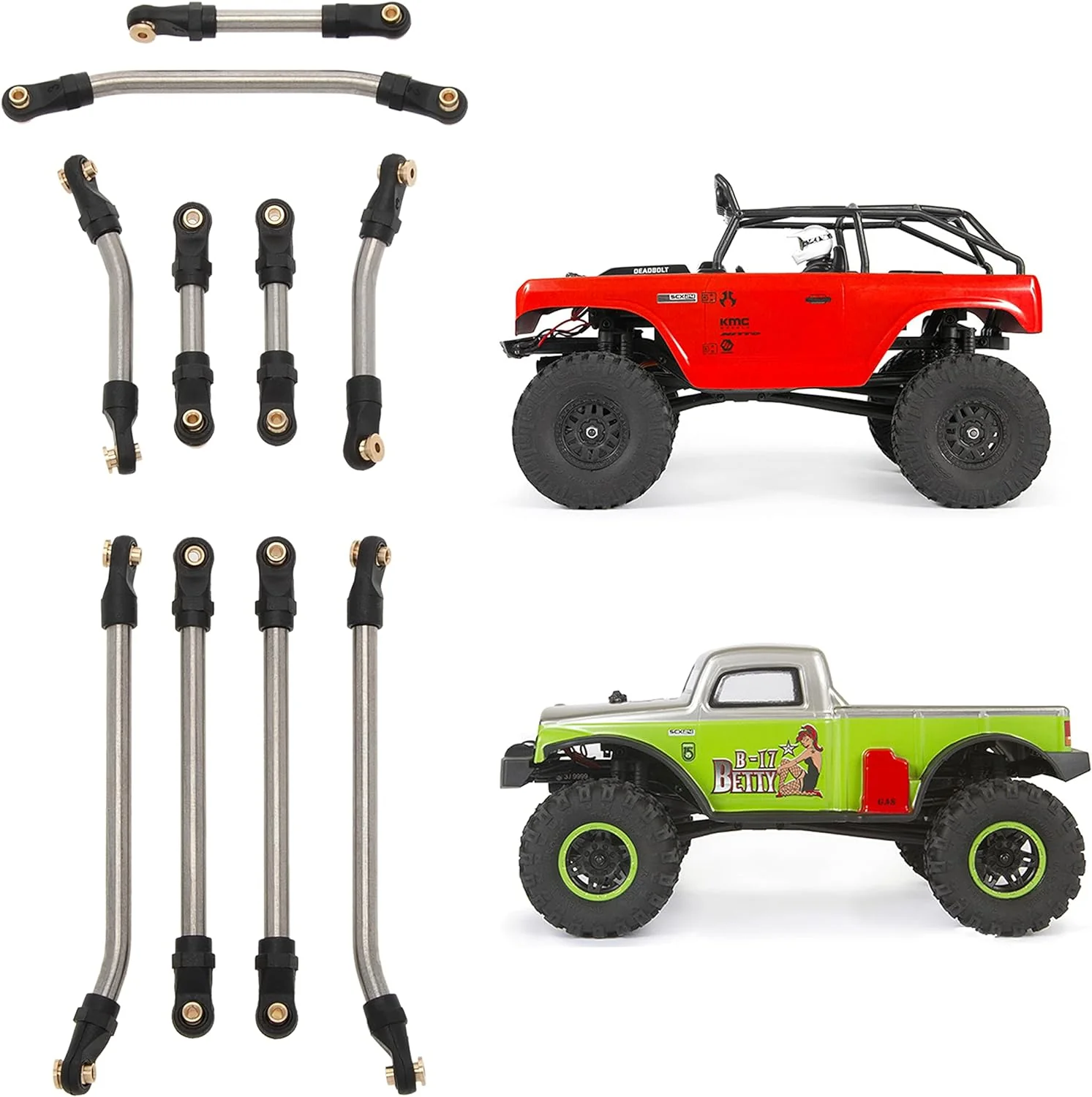 MEUS Racing Stainless Steel High Clearance Chassis Links Steering Links Set 10pcs 133.5mm Wheelbase for 1/24 Rock Crawler Car SCX24 Deadbolt AXI90081 B17 AXI00004 - Image 7