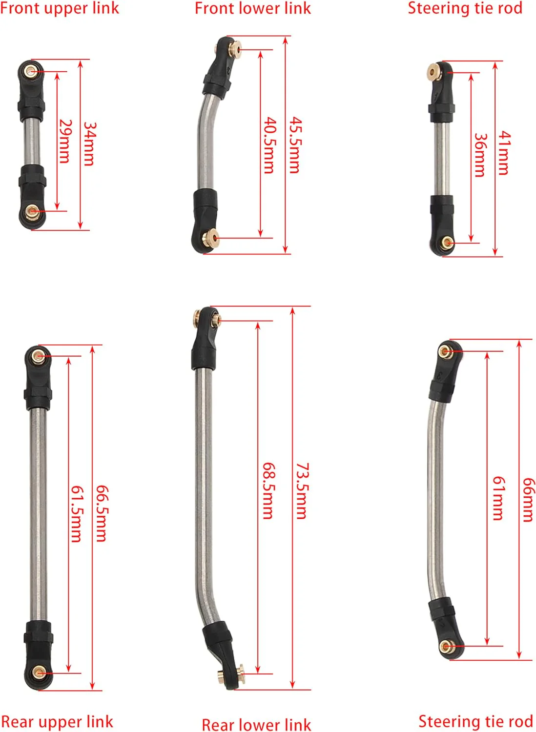 MEUS Racing Stainless Steel High Clearance Chassis Links Steering Links Set 10pcs 133.5mm Wheelbase for 1/24 Rock Crawler Car SCX24 Deadbolt AXI90081 B17 AXI00004 - Image 8