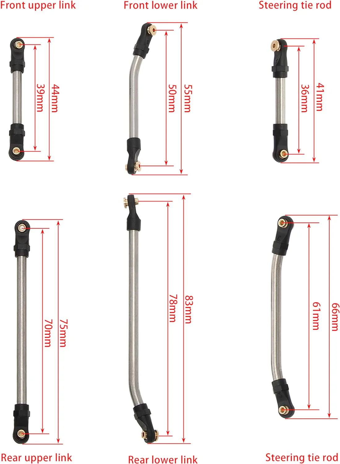 MEUS Racing Stainless Steel High Clearance Chassis Links Steering Links Set 10pcs 155mm Wheelbase for 1/24 Rock Crawler SCX24 Gladiator AXI00005 - Image 2