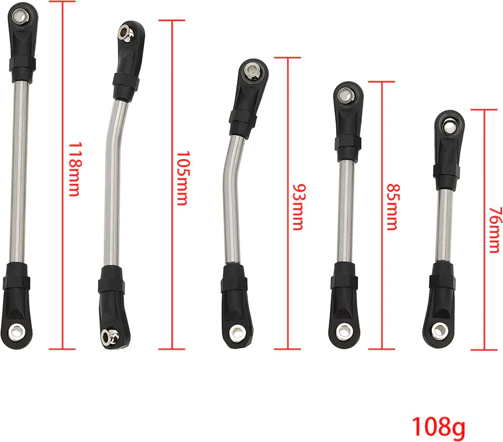 MEUS RACING Stainless Steel Links 5mm Thicker Bedding Rod Linkage Chassis Links Plastic Rod End for AXIAL UTB18 - 8PCS - Image 6